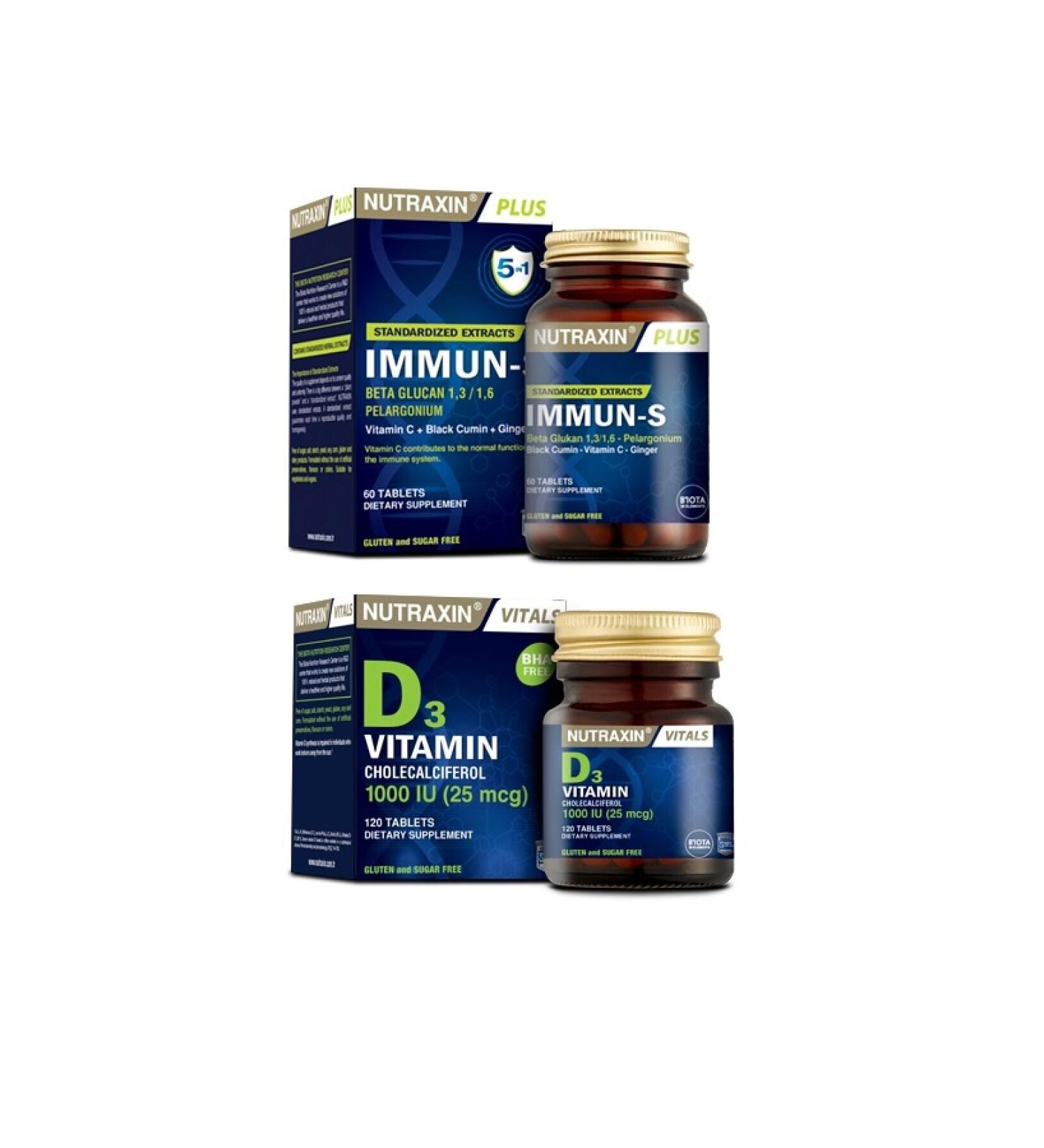 Nutraxin Beta Glucan Food Supplement Immun-s 60 Tablets + Vitamin D3 120 Tablets