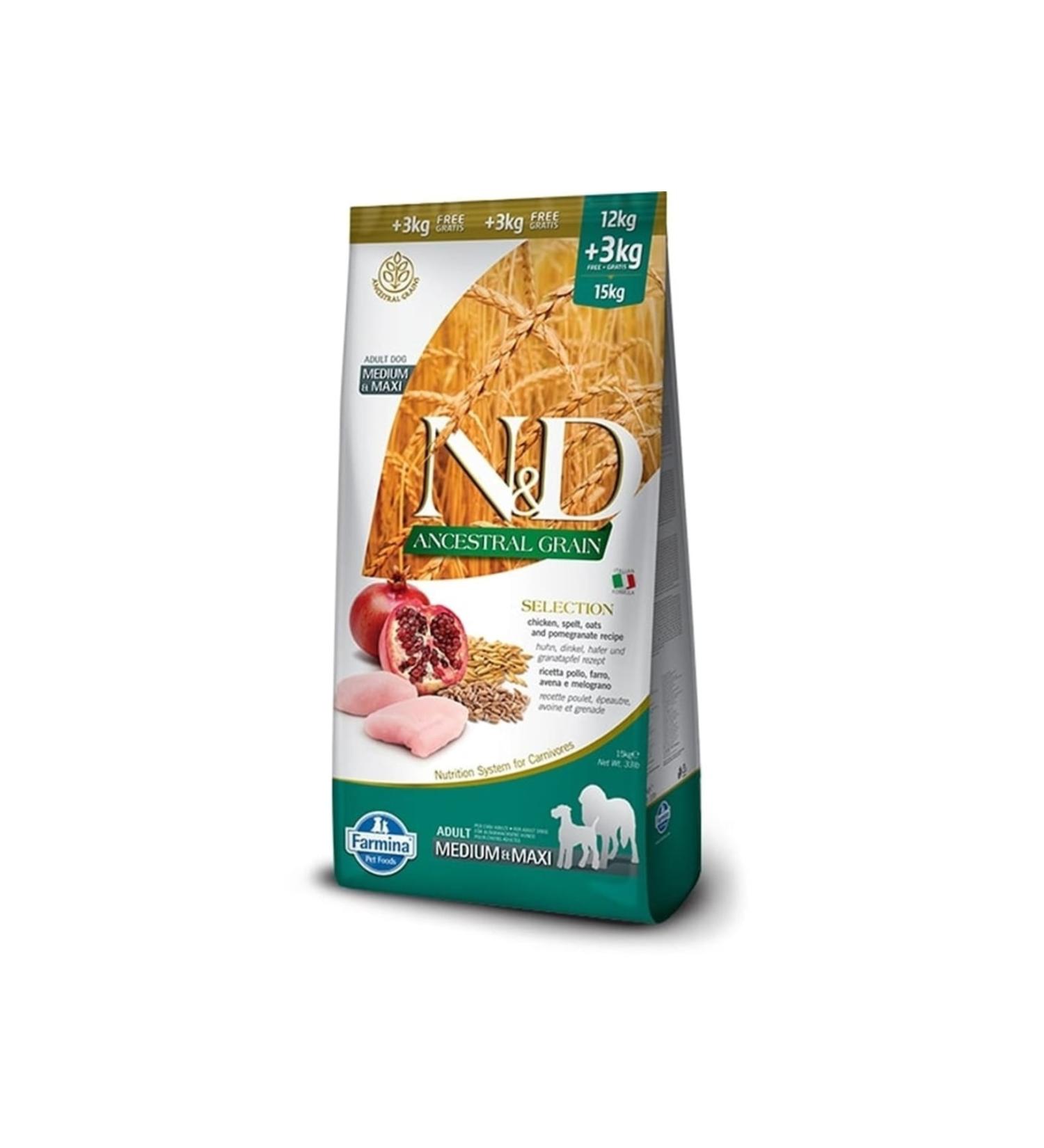 N & D Chicken Low Grain Medium and Large Breed Adult Dog Food 12 + 3 Kg