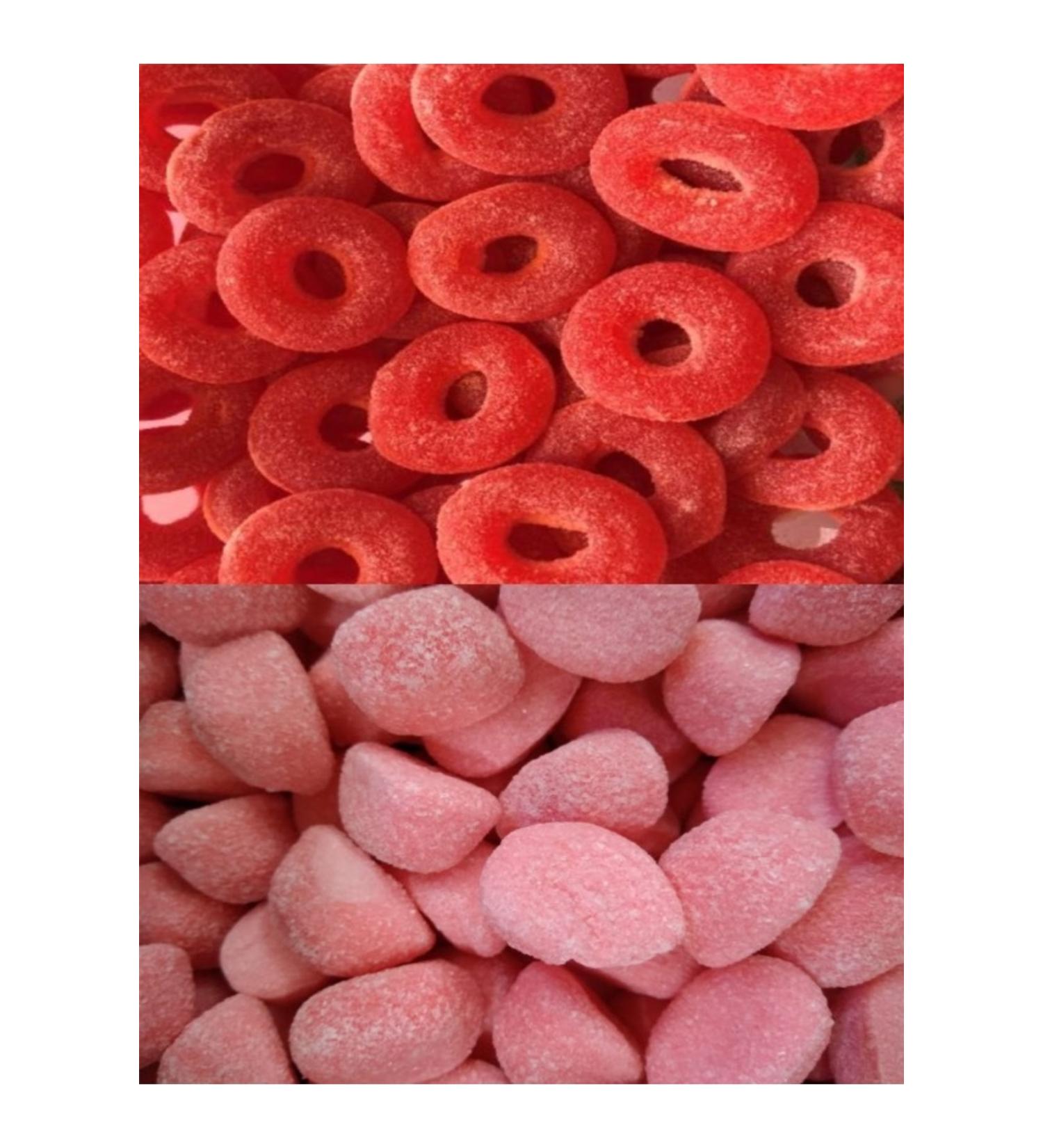 Haribo Strawberry Ring and Strawberry Pompom Pouring Jelly (Pack of 2)