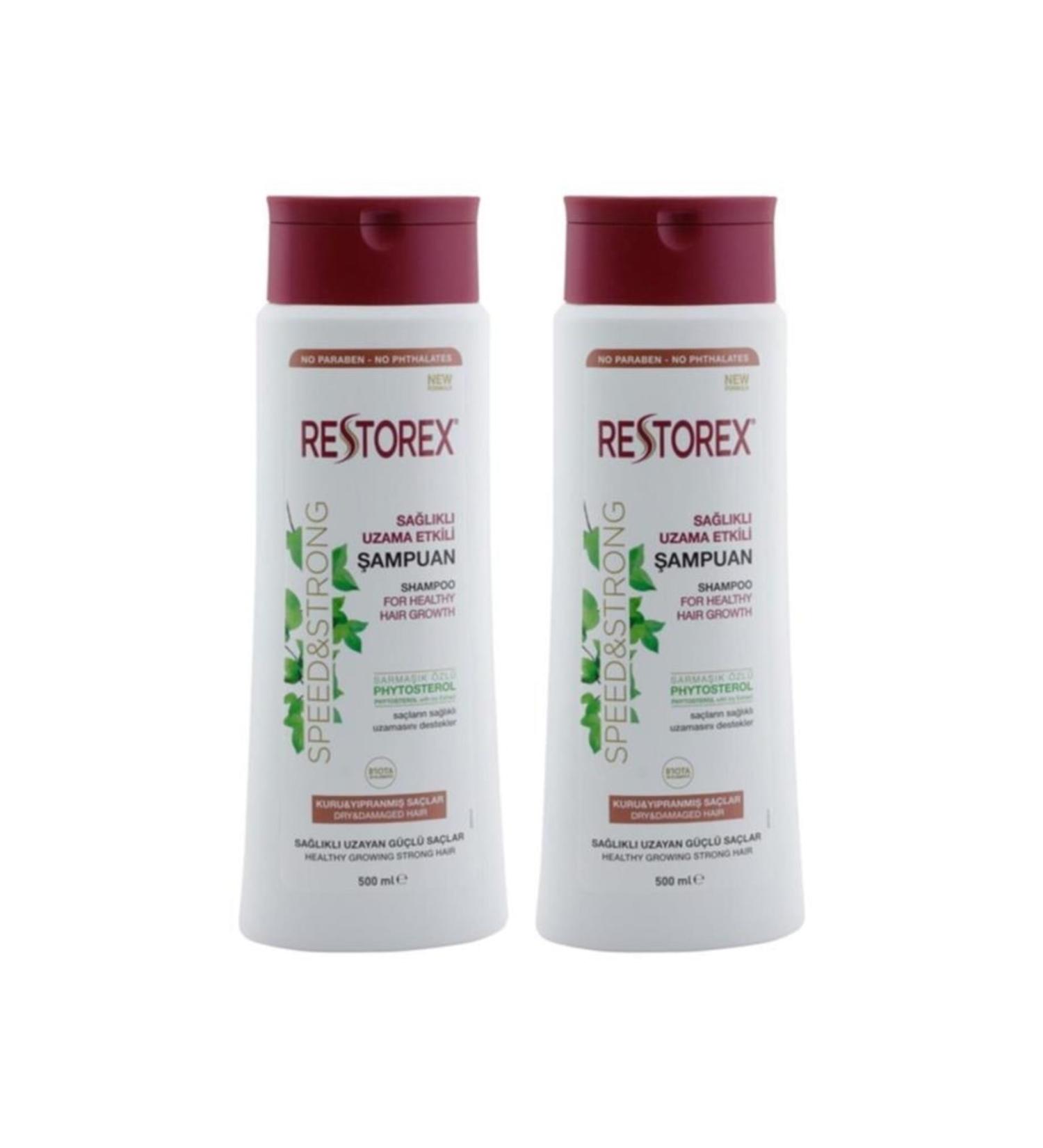 Restorex Shampoo Healthy Growth Effect 500 Ml Dry and Damaged Hair X 2 Pieces