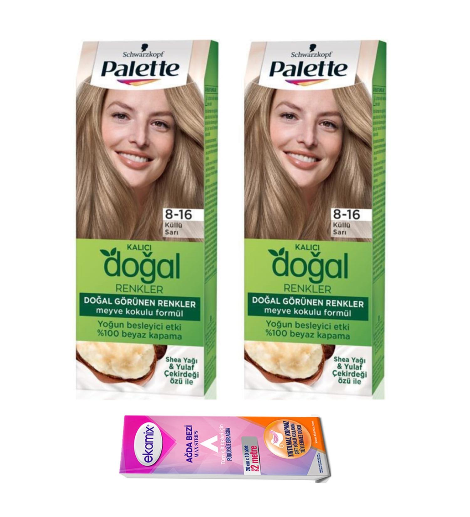PALETTE NATURAL COLORS Palette Permanent Natural Colors Hair Dye 2 Pieces 8-16 Ash Blonde