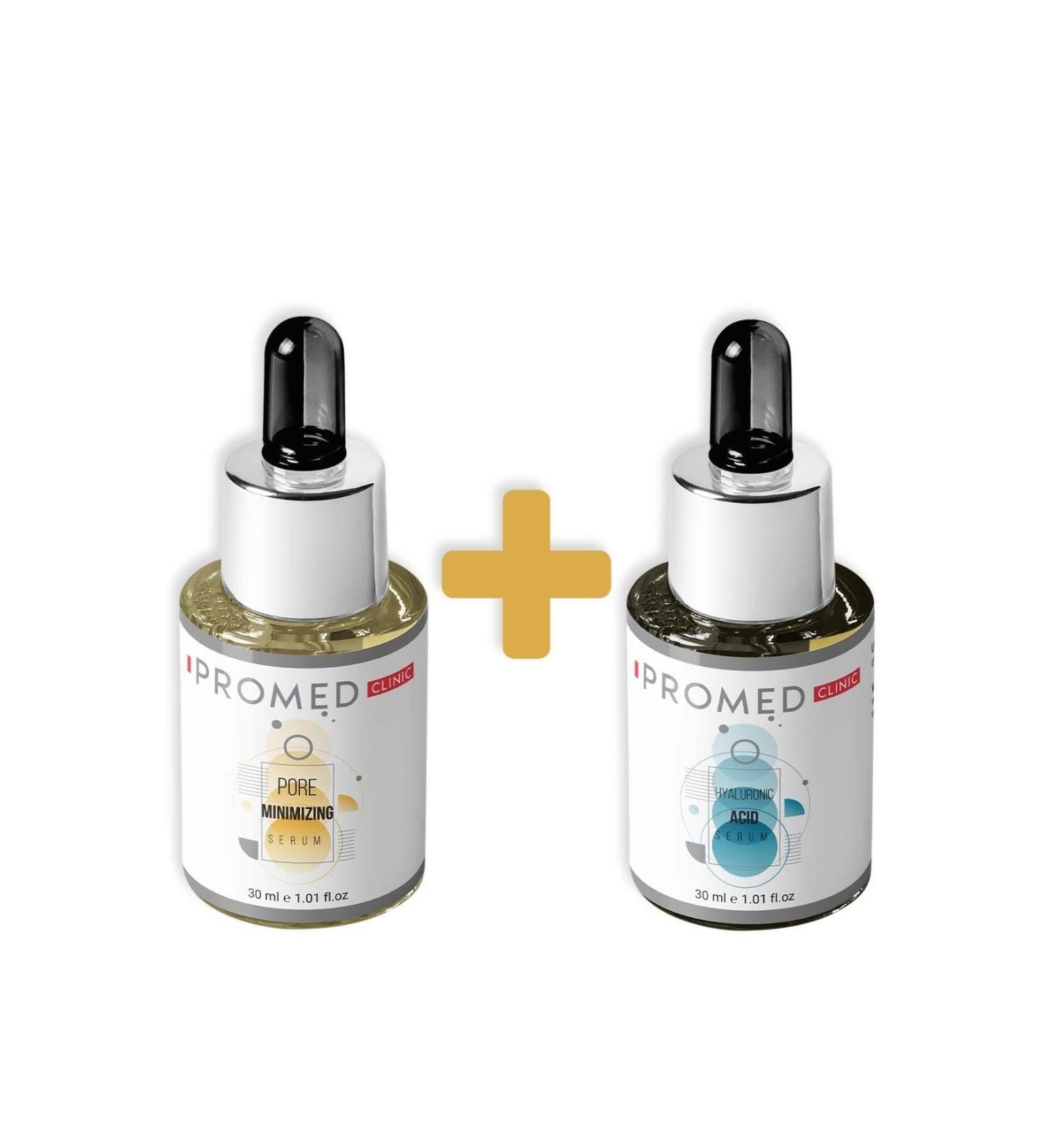 Promed Clinic Pore Minimizer & Acne Blackhead Remover Serum 30 Ml + Anti-Aging Hyaluronic Serum 30 Ml