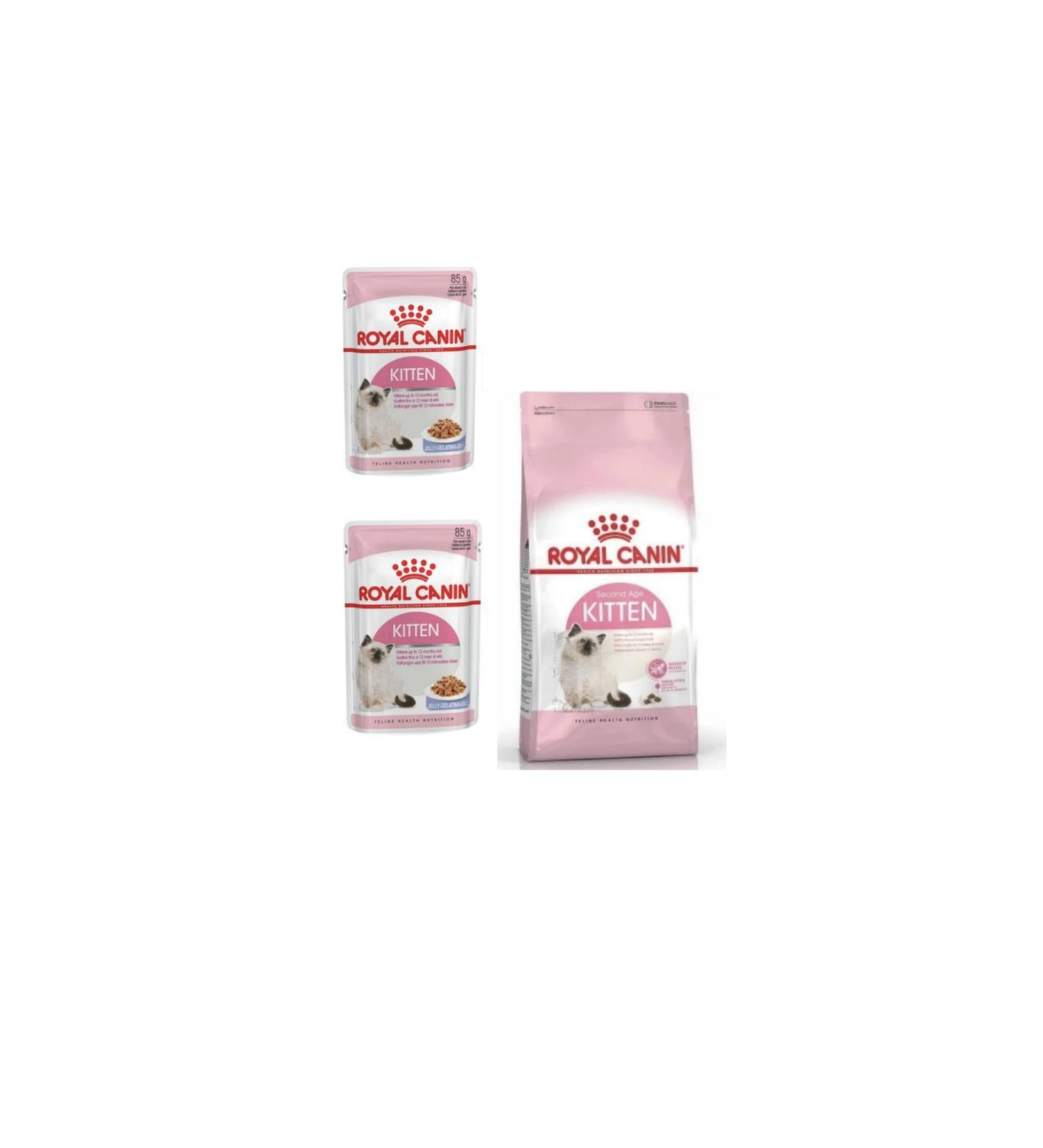 Royal Canin Kitten Dry Cat Food 4 Kg + 2 Kitten Wet Food 85 Gr