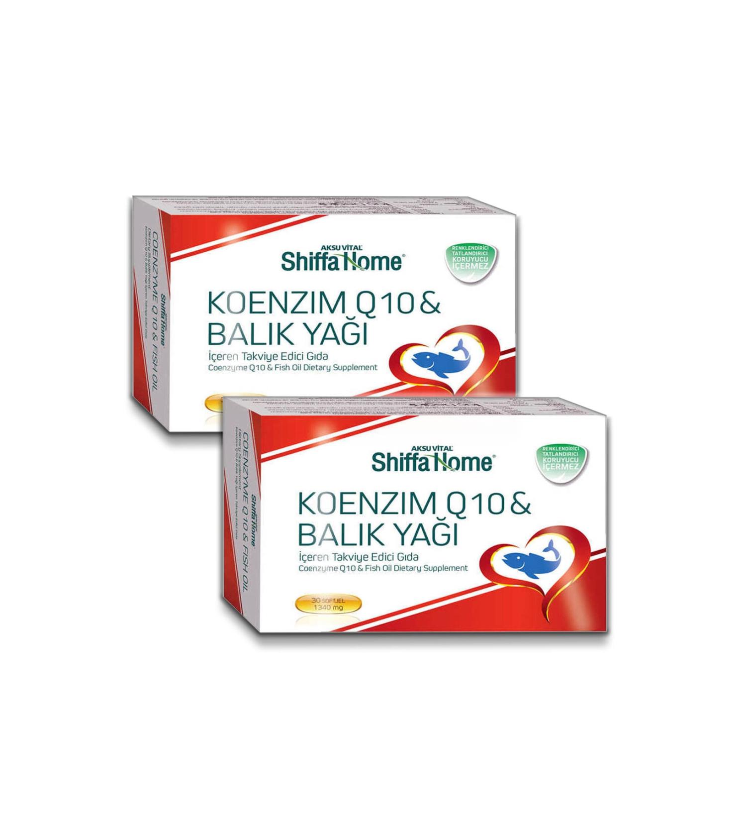 Shiffa Home 2 Pieces Aksuvital Coenzyme Q10-omega 3 1340mg 30 Softgel