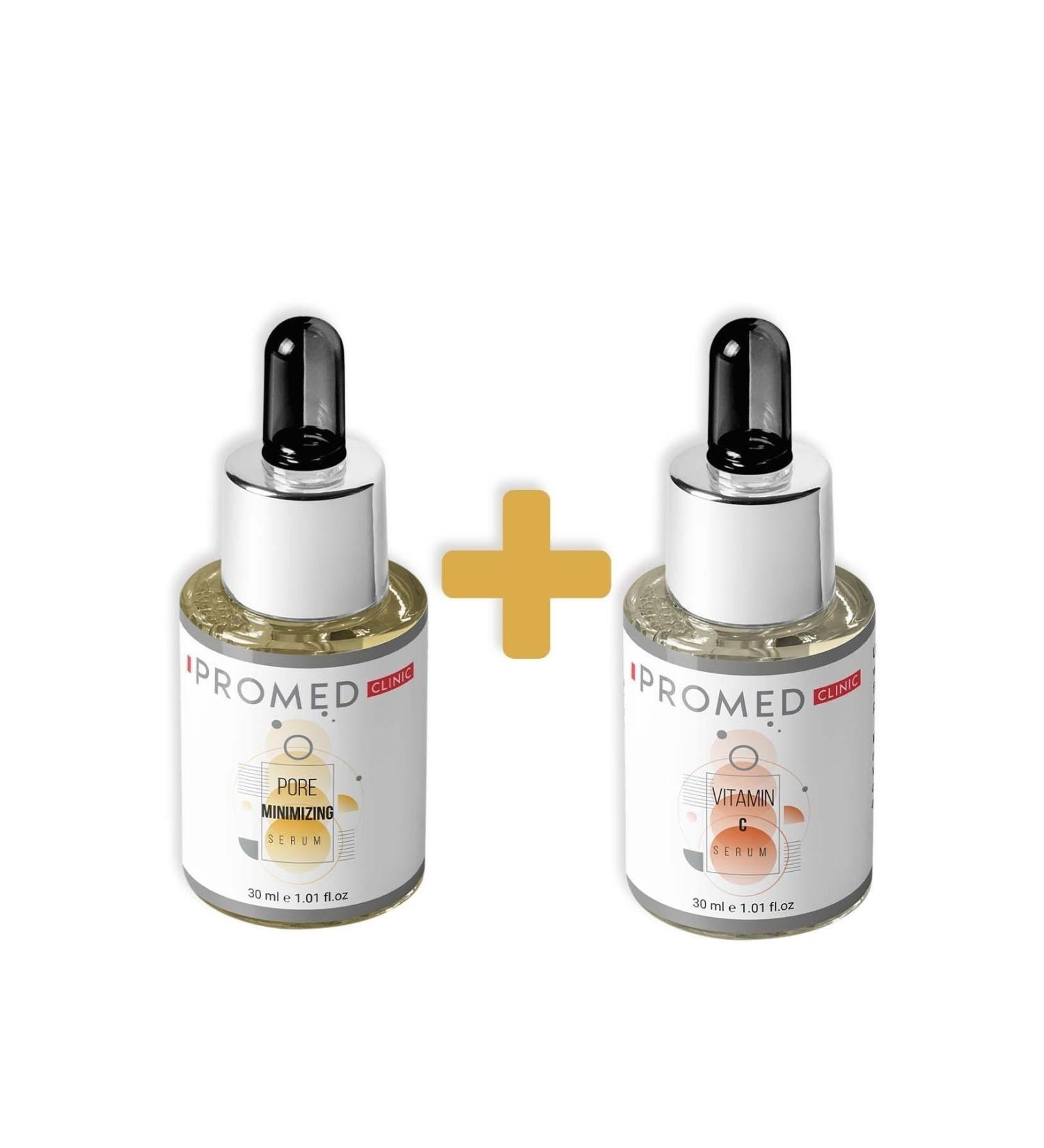 Promed Clinic Pore Minimizer Acne Blackhead Remover Serum 30 ml Vitamin C and Anti-Spot Serum 30 ml - Buy Online on GoSupps.com