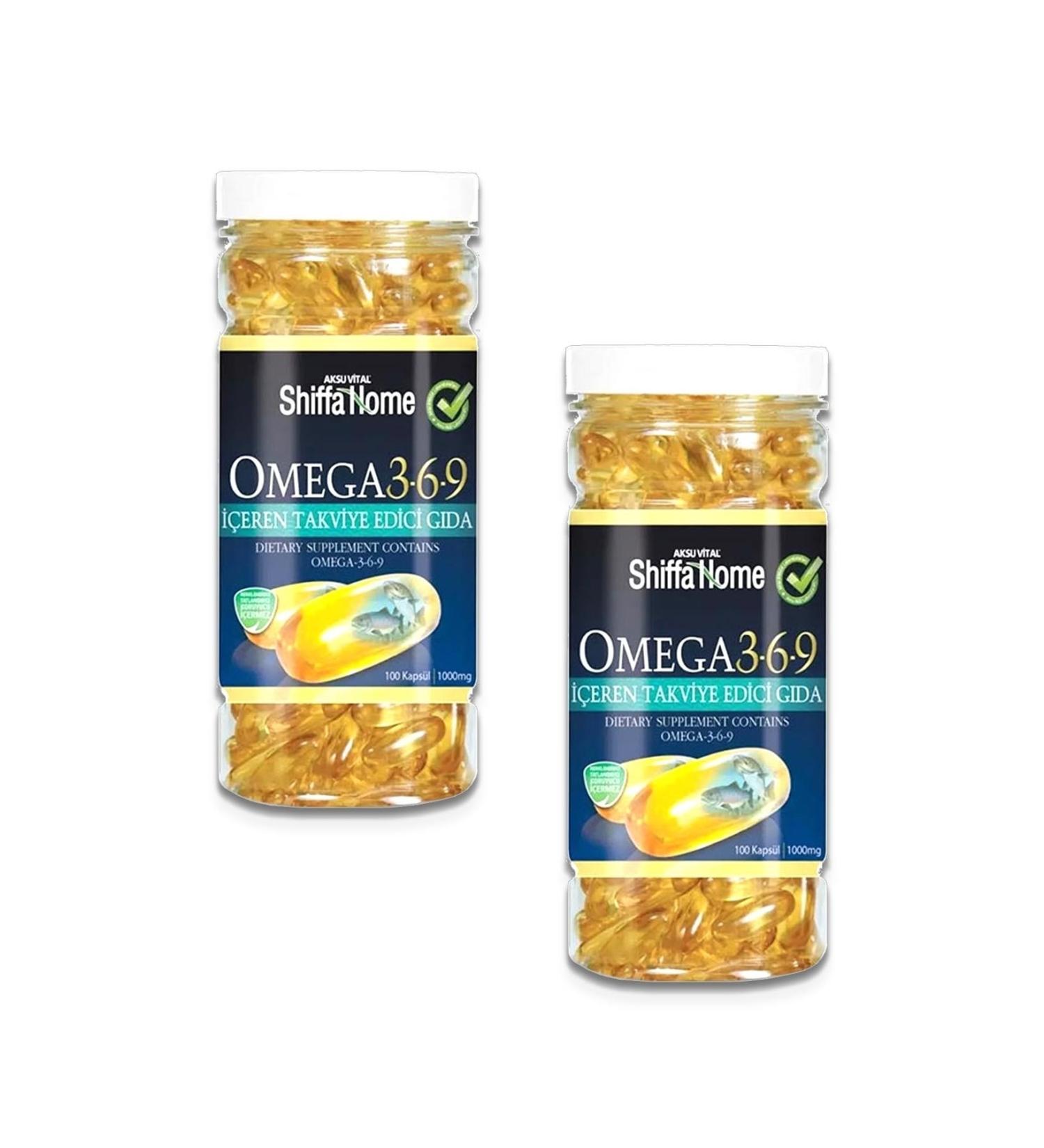 Shiffa Home 2 Pieces Omega 3 6 9 Fish Oil 1000 Mg 100 Pieces