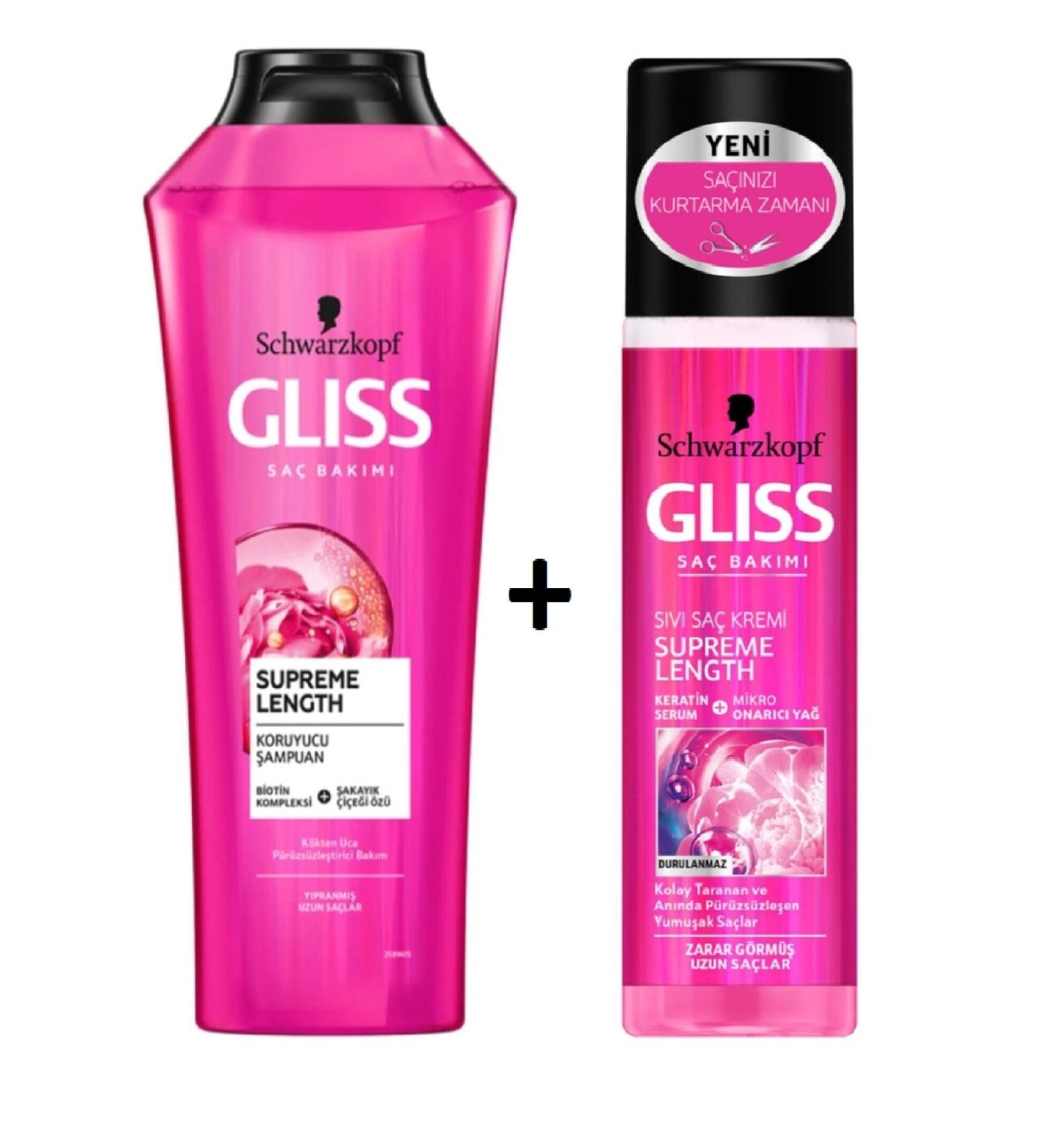 Gliss Schwarzkopf Supreme Length Shampoo 400 ml and Schwarzkopf Liquid Conditioner 200 ml