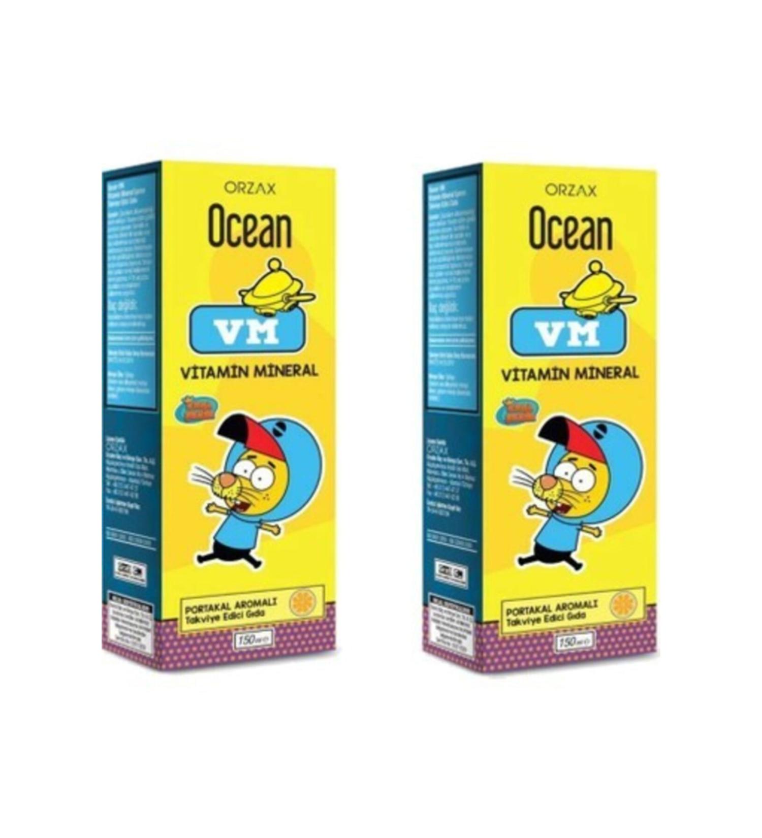 Ocean Orzax Vm Vitamin Mineral 150 ml Orange Syrup 2 Pack