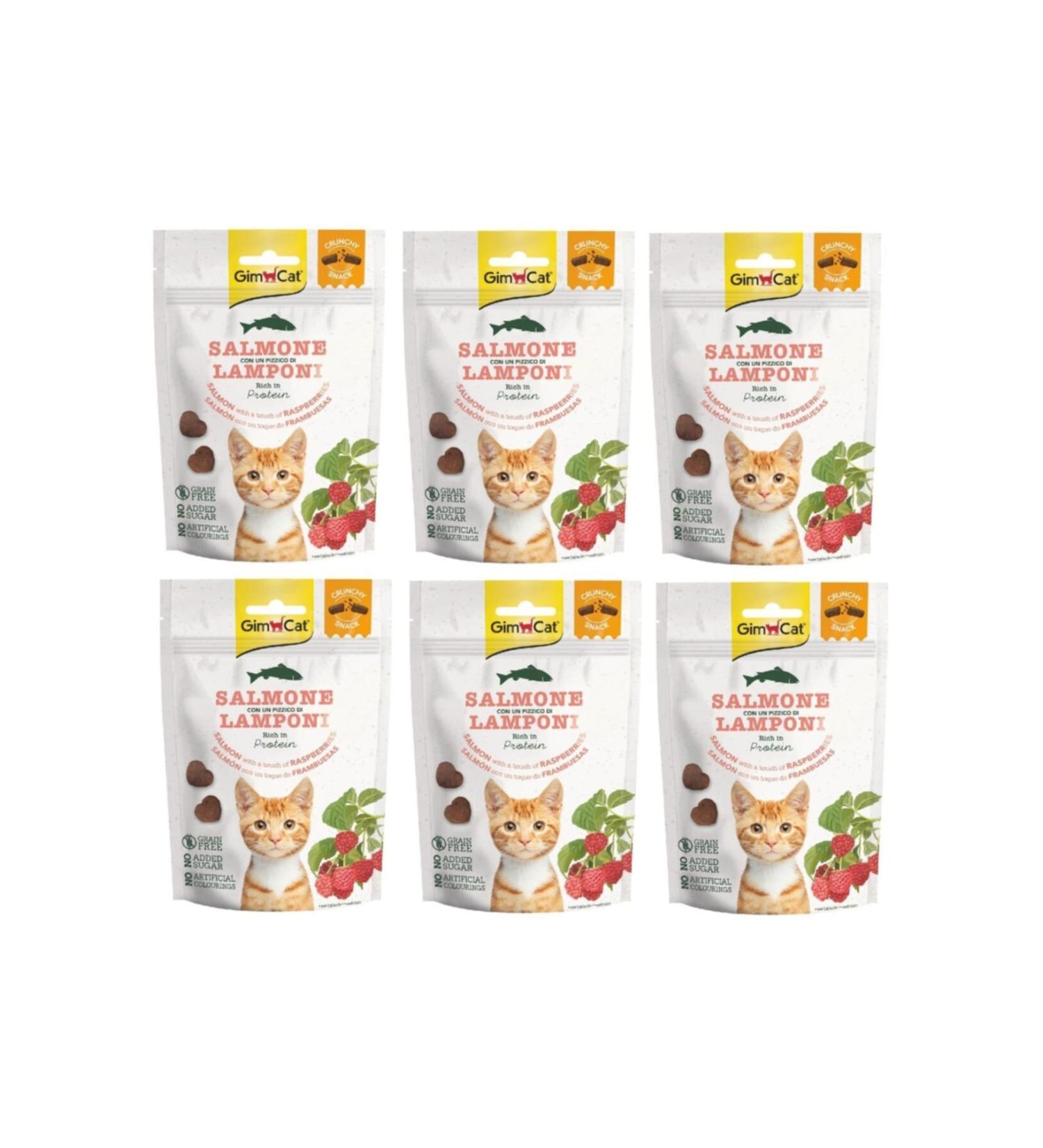 Gimcat Crunchy 6 Pieces Snacks Salmon & Raspberry Cat Reward 50 Gr Grain Free