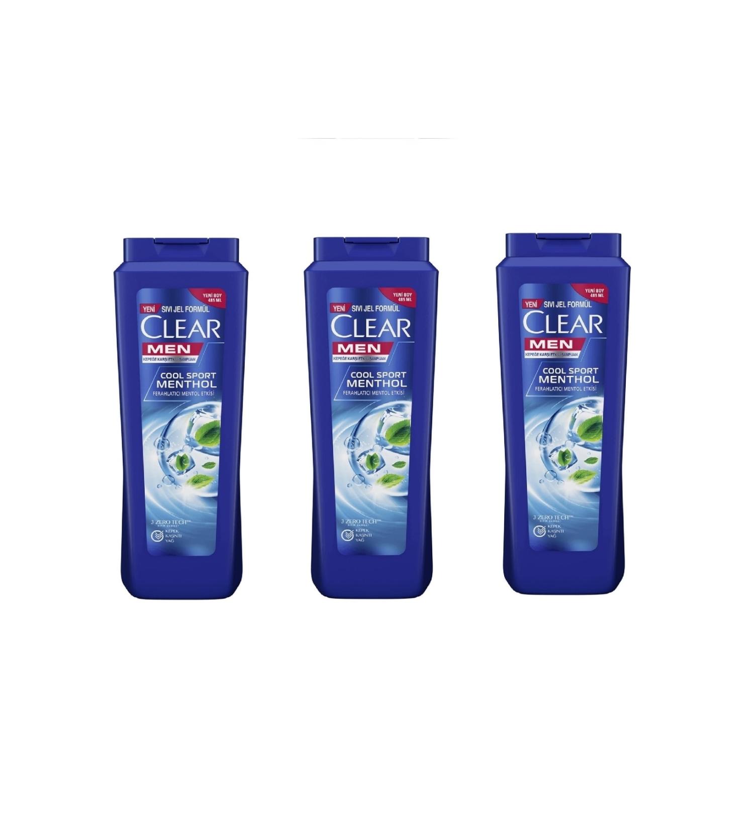Clear Men Anti-Dandruff Shampoo Cool Sport Menthol 485 ml 3-pack - Buy Online on GoSupps.com
