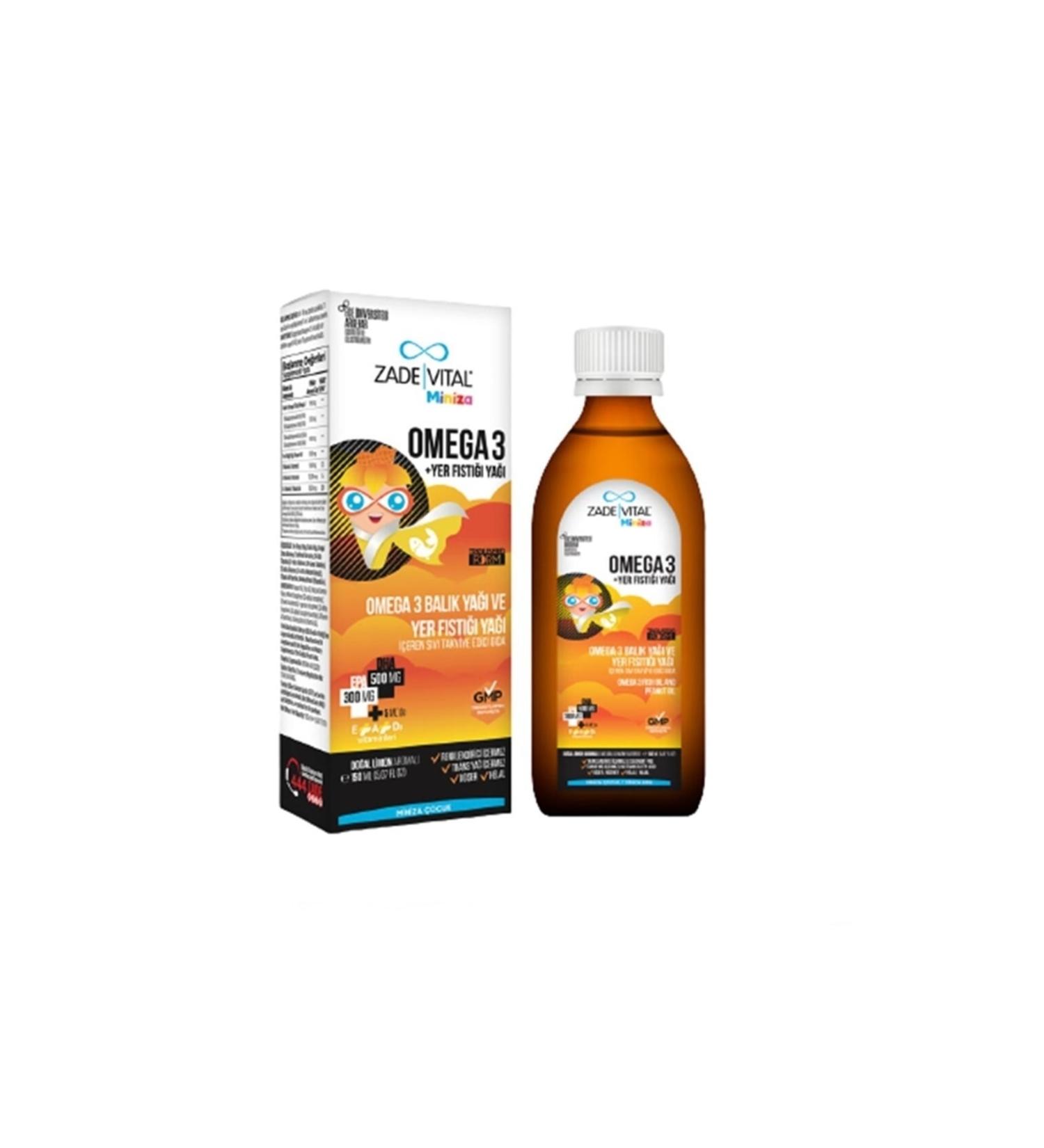 Zade Vital Miniza Omega 3 Peanut Oil Natural Lemon Flavored 150 ml