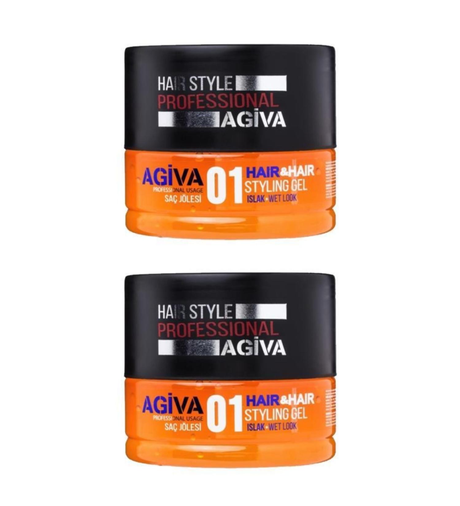 Agiva Hair Styling Gel 01 Wet Look 700 Ml X2