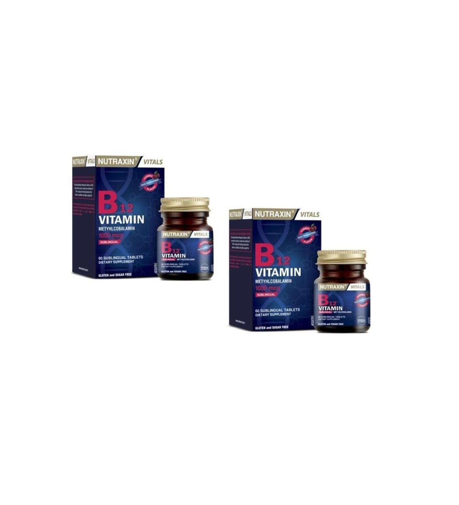 Nutraxin B12 Vitamin 1000 Mcg 60 Sublingual Tablets 2 Pieces