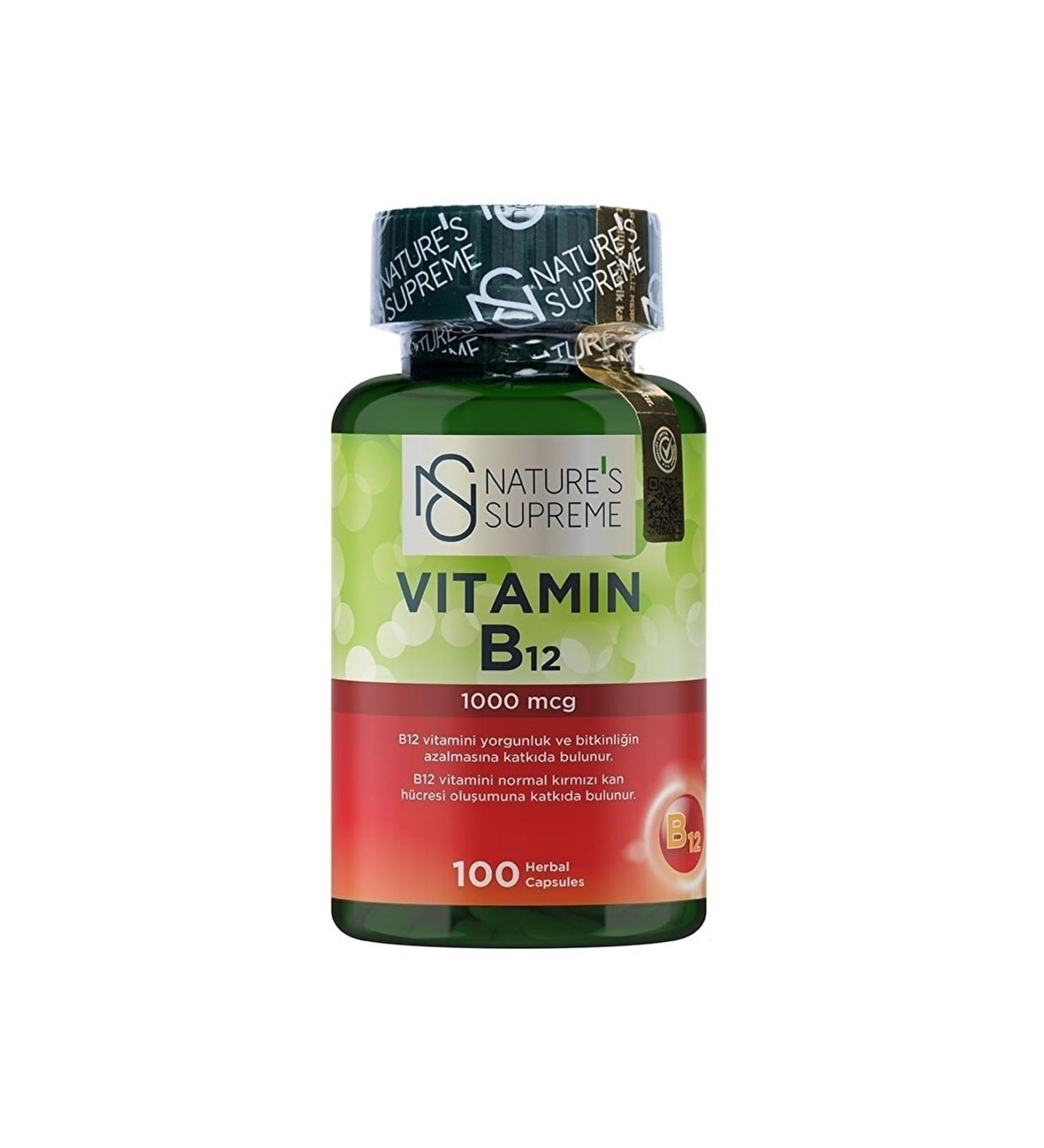 Natures Supreme Vitamin B12 1000 Mcg 100 Capsules - Buy Online on GoSupps.com