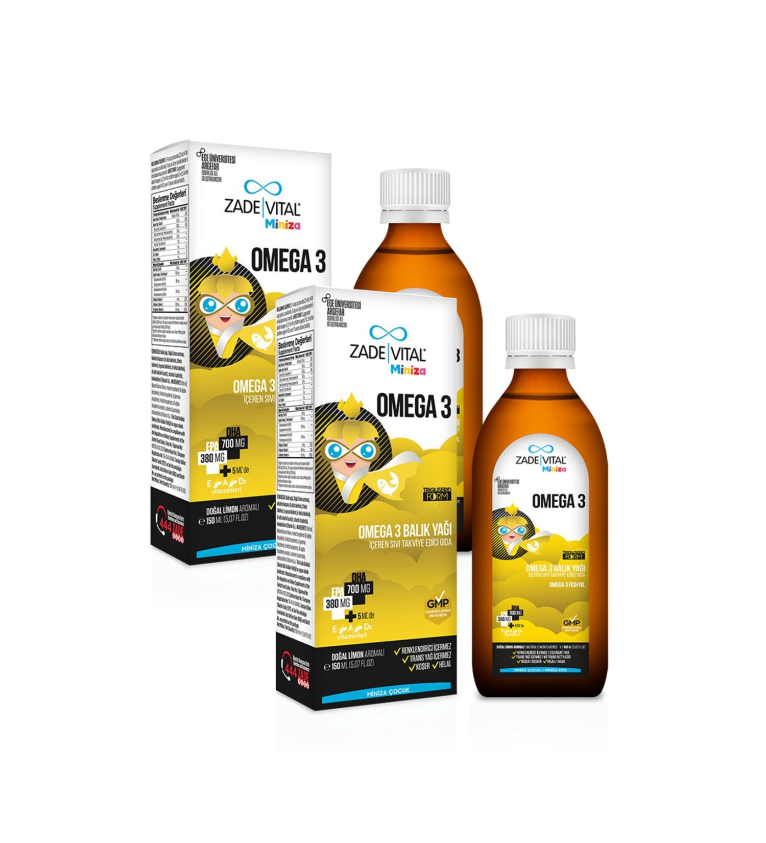 Zade Vital Miniza Kids Omega 3 Fish Oil (2 Boxes) 300ml