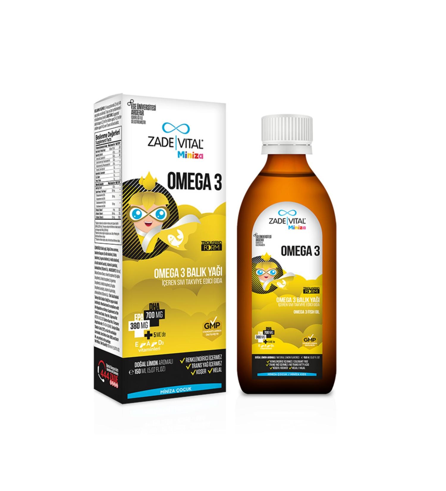 Zade Vital Miniza Kids Omega 3 Fish Oil 1 Box 150ml