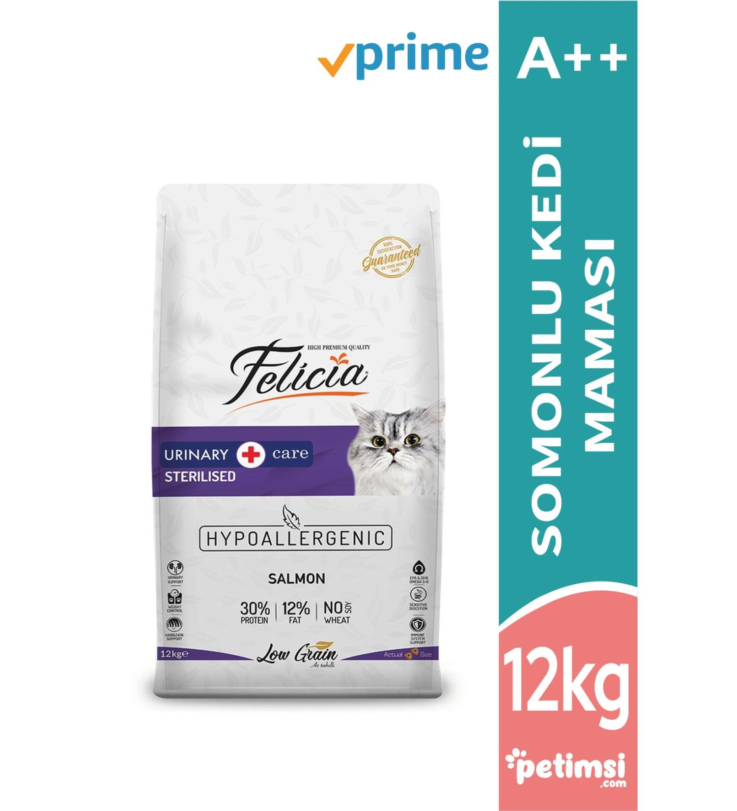 Felicia Hypo-allergenic Low Grain Sterilized Cat Food with Salmon for Urinary Health 12kg