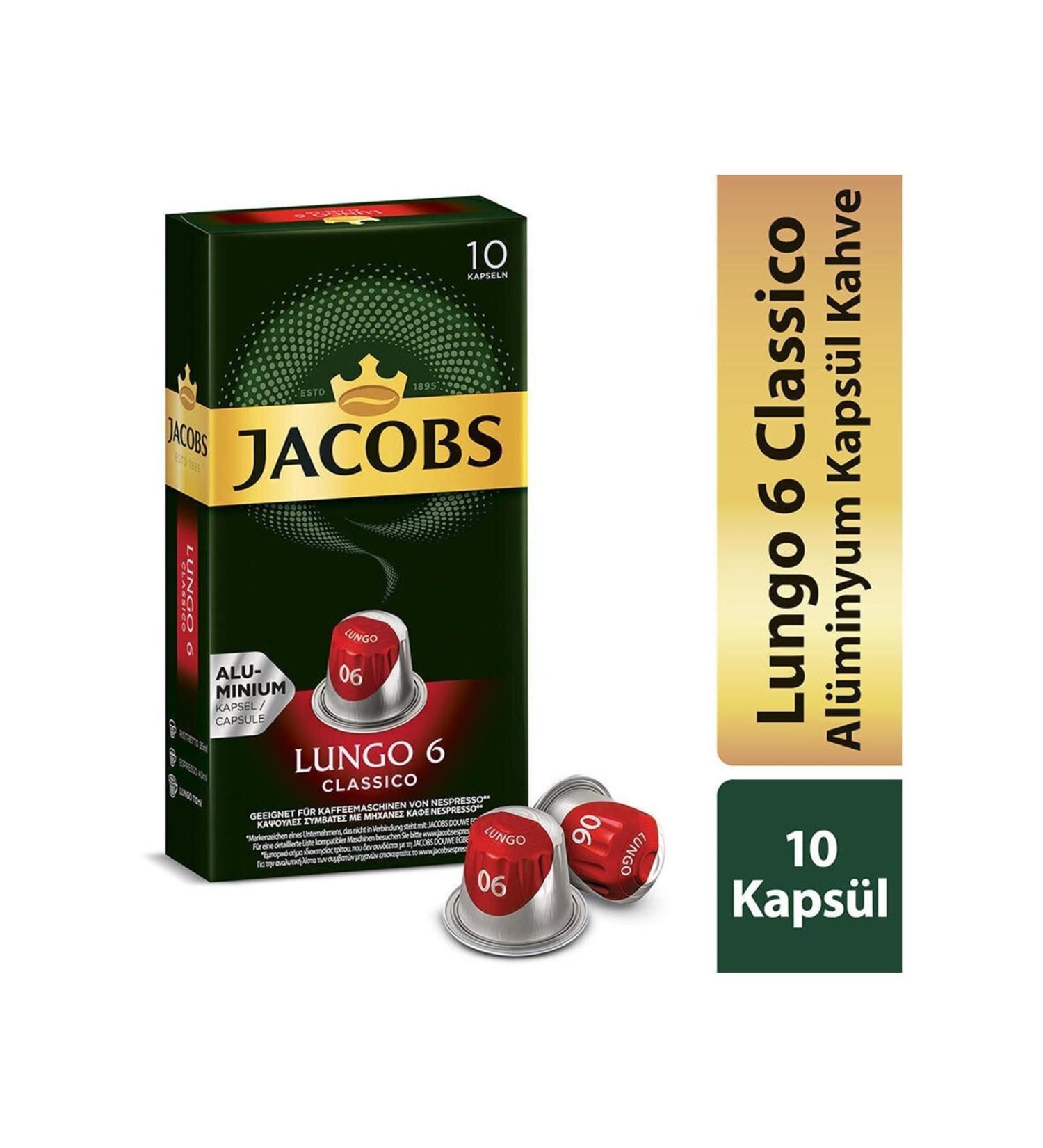 Jacobs Lungo 6 Classico Capsule Coffee 10 Pack Nespresso Compatible
