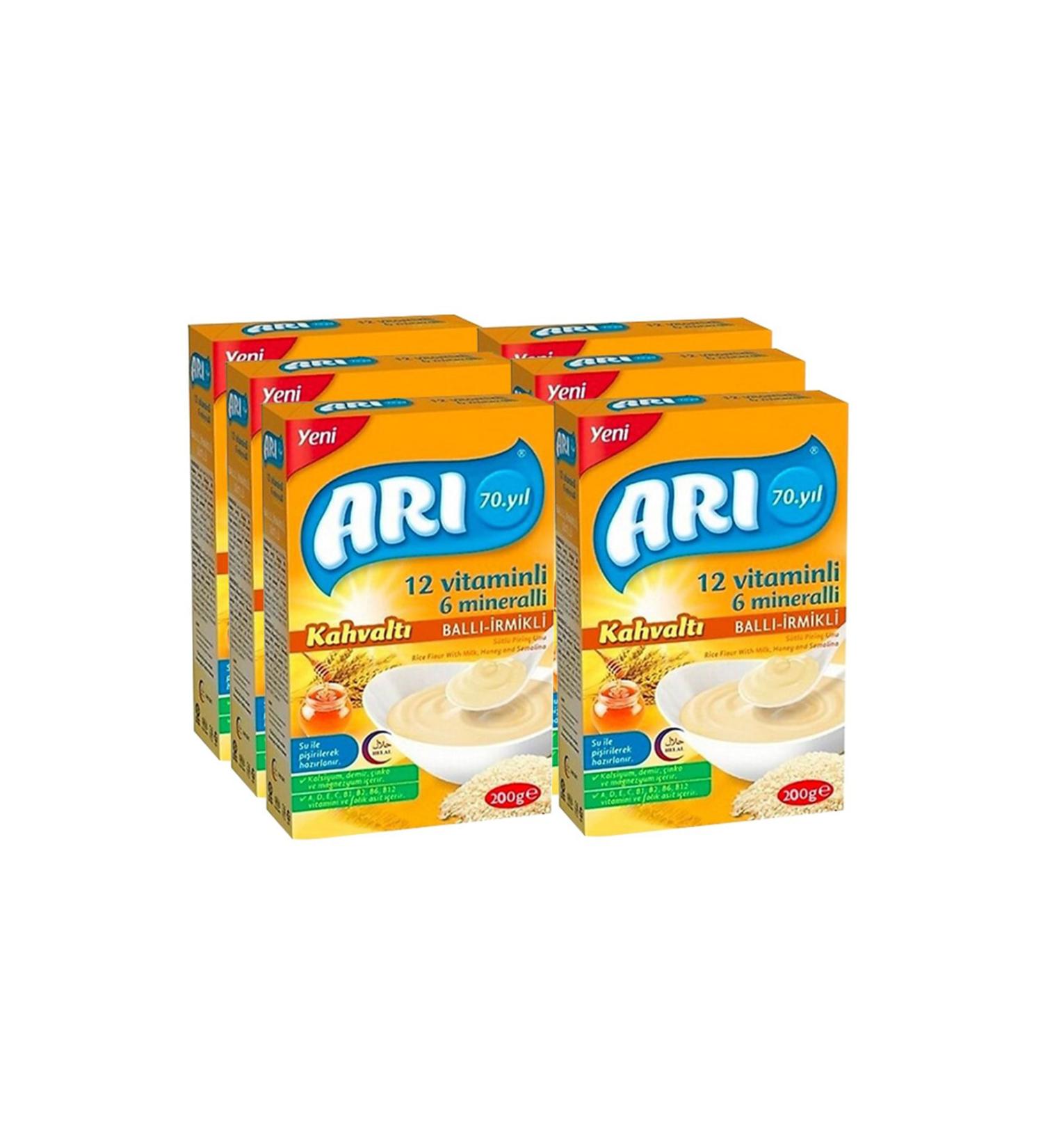 ARI 12 Vitamin 6 Minerel Milk Honey Semolina Rice Flour 200 Gr X 6 Pack