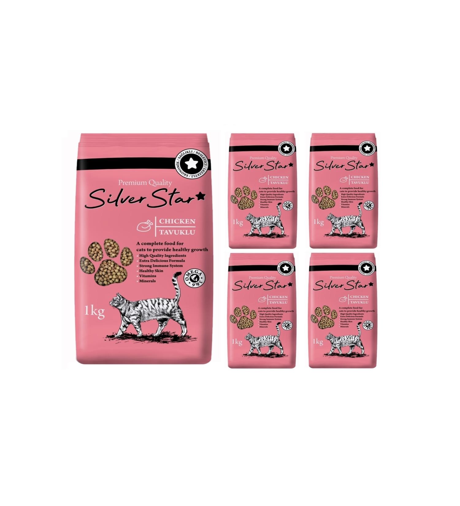 Silver Star Premium Silverstar Chicken Adult Cat Food 1 Kg * 5 Pieces