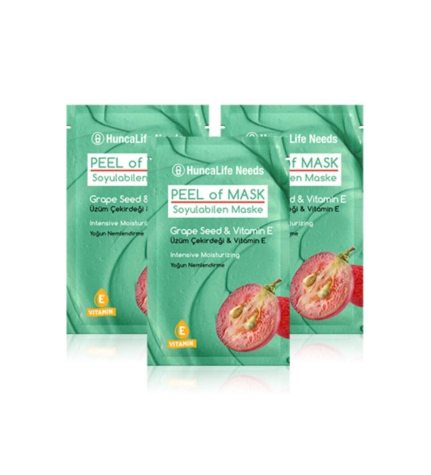 Huncalife Needs Grape Seed and Vitamin E Face Mask 10 ml 3 Pieces