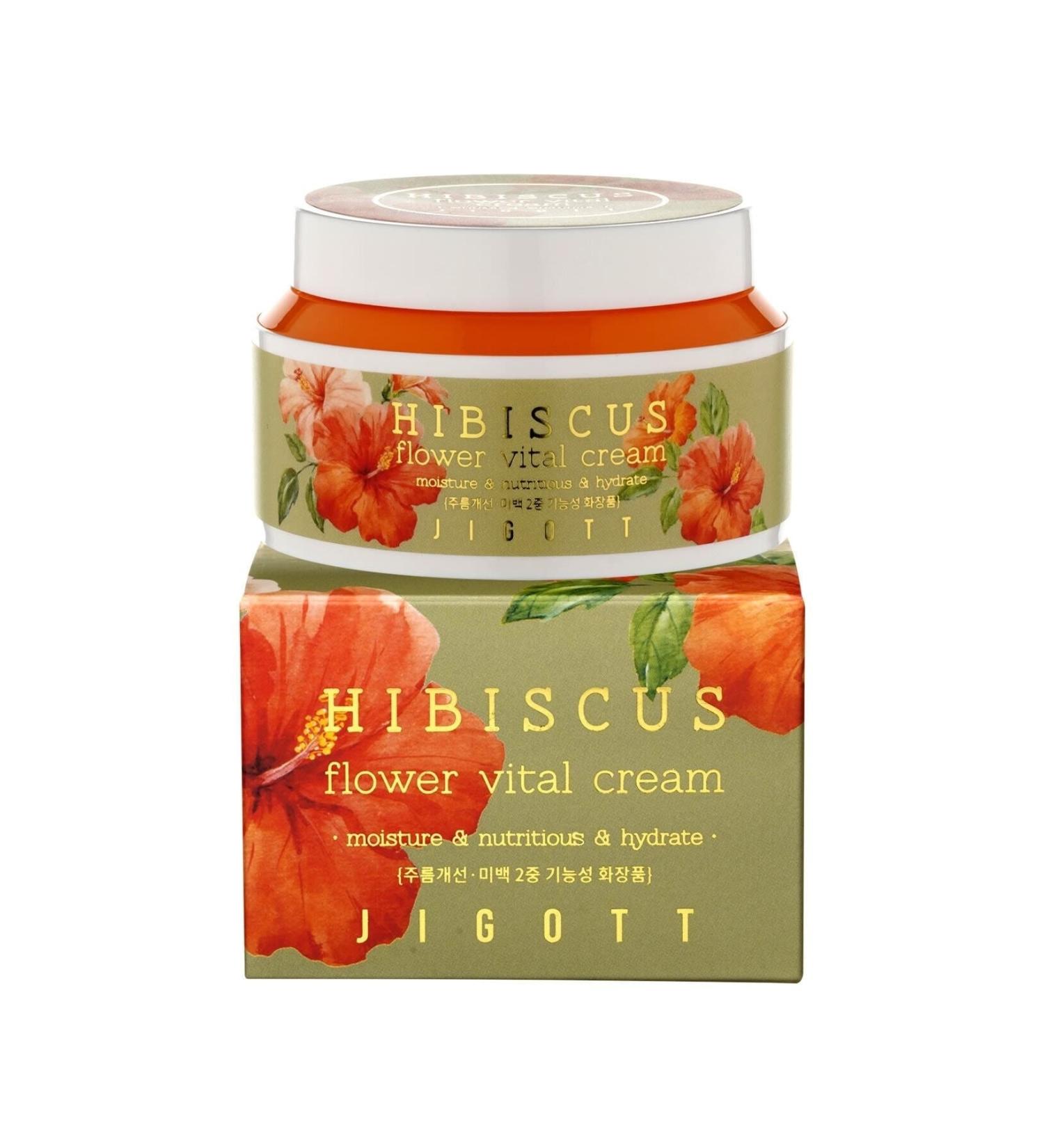 Jigott Hibiscus Flower Essence Moisturizing Nourishing and Revitalizing Cream - Flower Series 100 ml - Buy Online on GoSupps.com