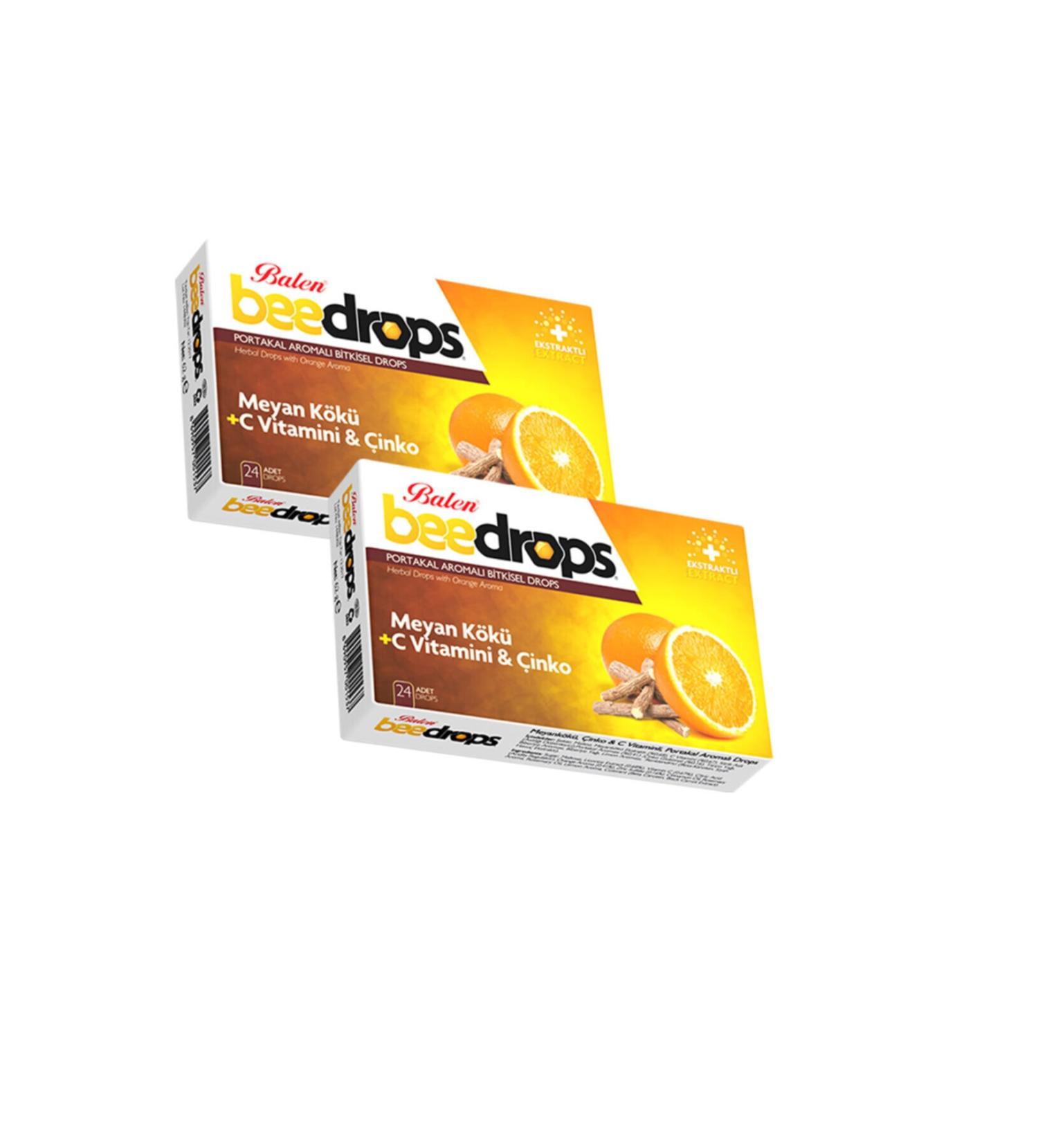 Balen Beedrops Licorice - Zinc - Vitamin C. Orange Flavored 24 Drops X 2 Pieces