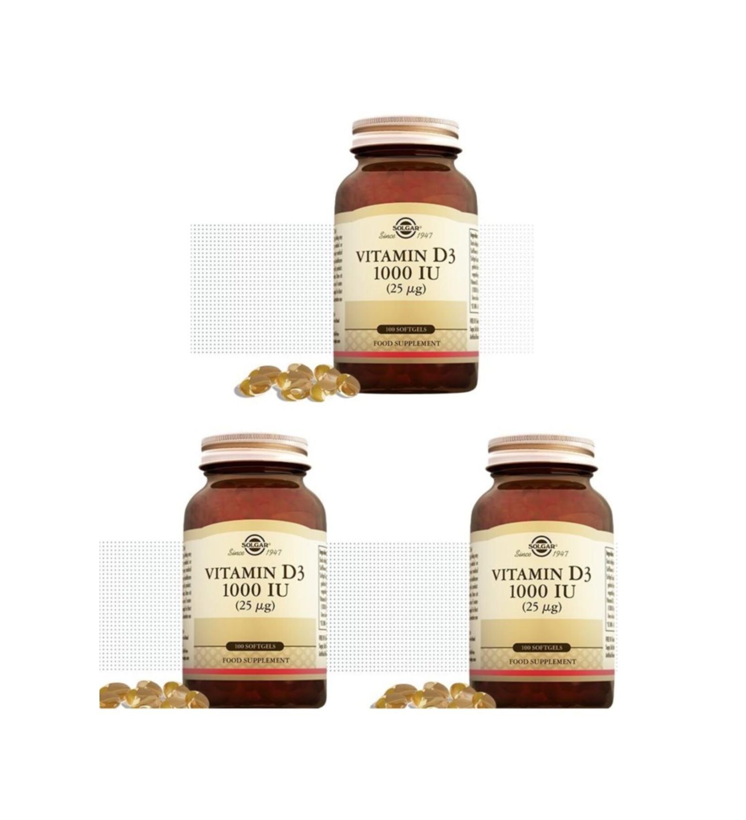 Solgar Single Softgel 1000 Iu D3 Containing Supplementary Food*3 Pieces