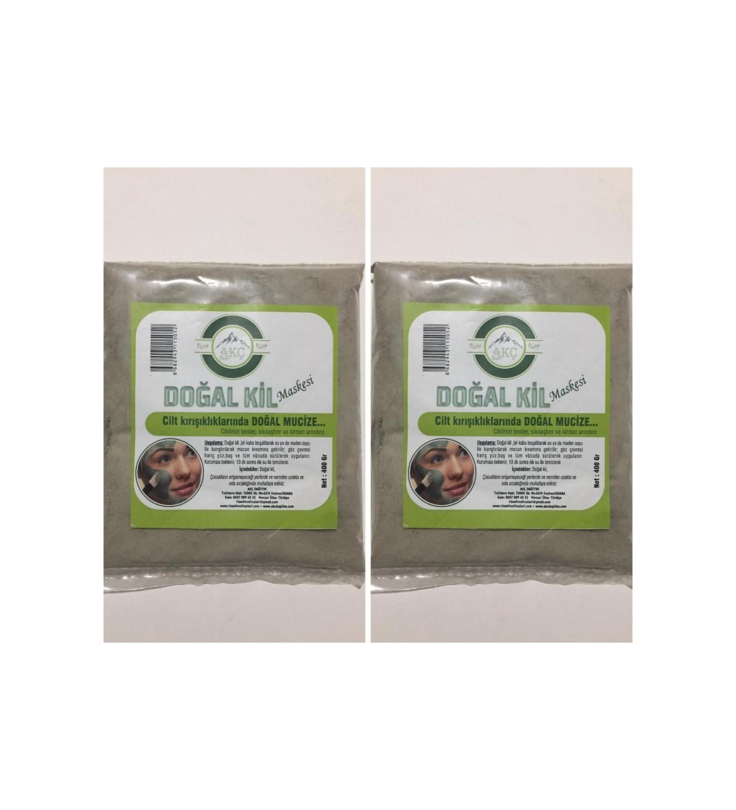 AK Distribution Green Clay Natural Pure Purifying Detox Face Mask Powder 400gr 2 Pieces - Buy Online on GoSupps.com
