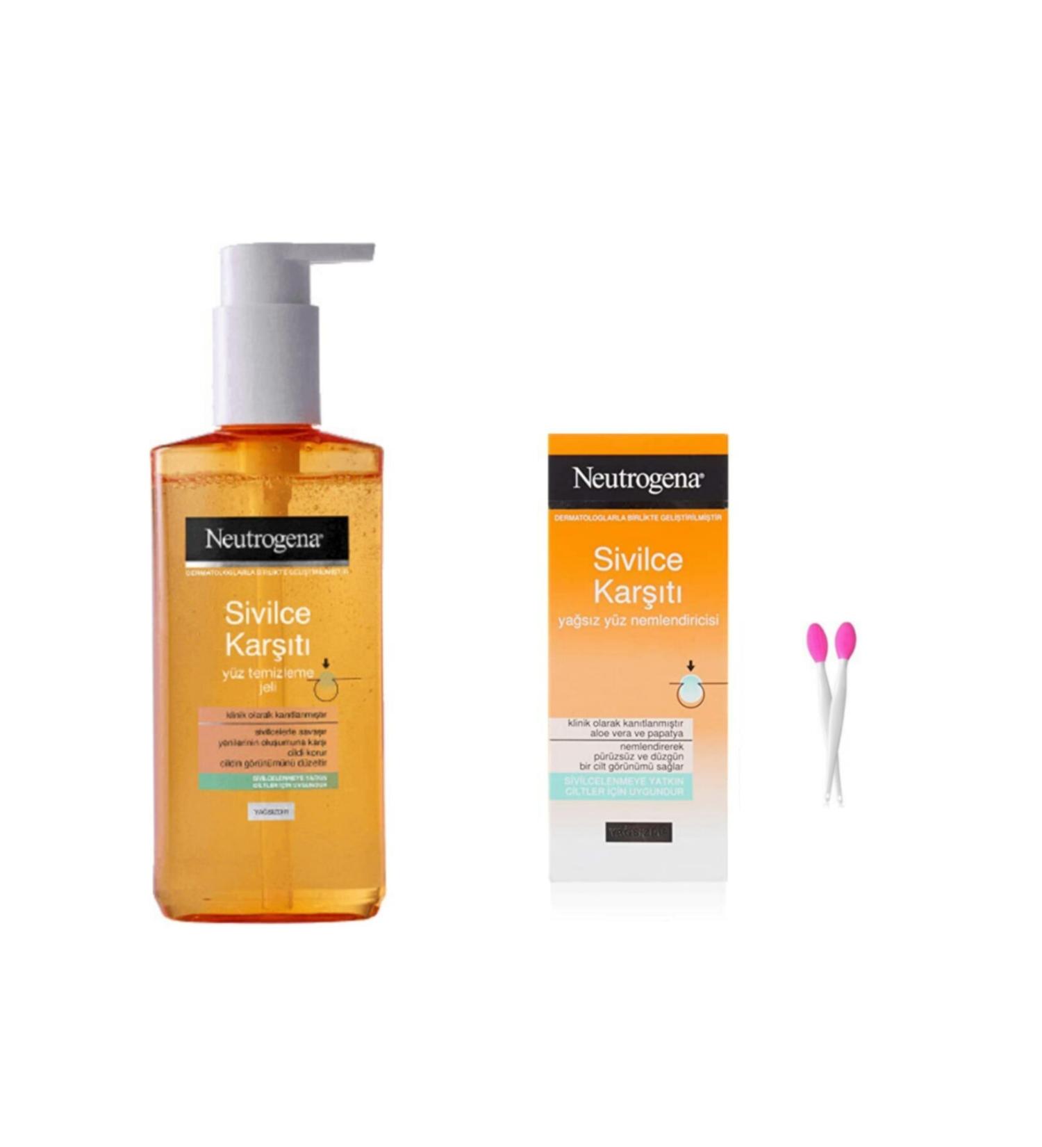 Neutrogena Visibly Clear Anti-Acne Cleansing Gel & Oil-Free Moisturizer & 2-Pack Blackhead Cleanser.