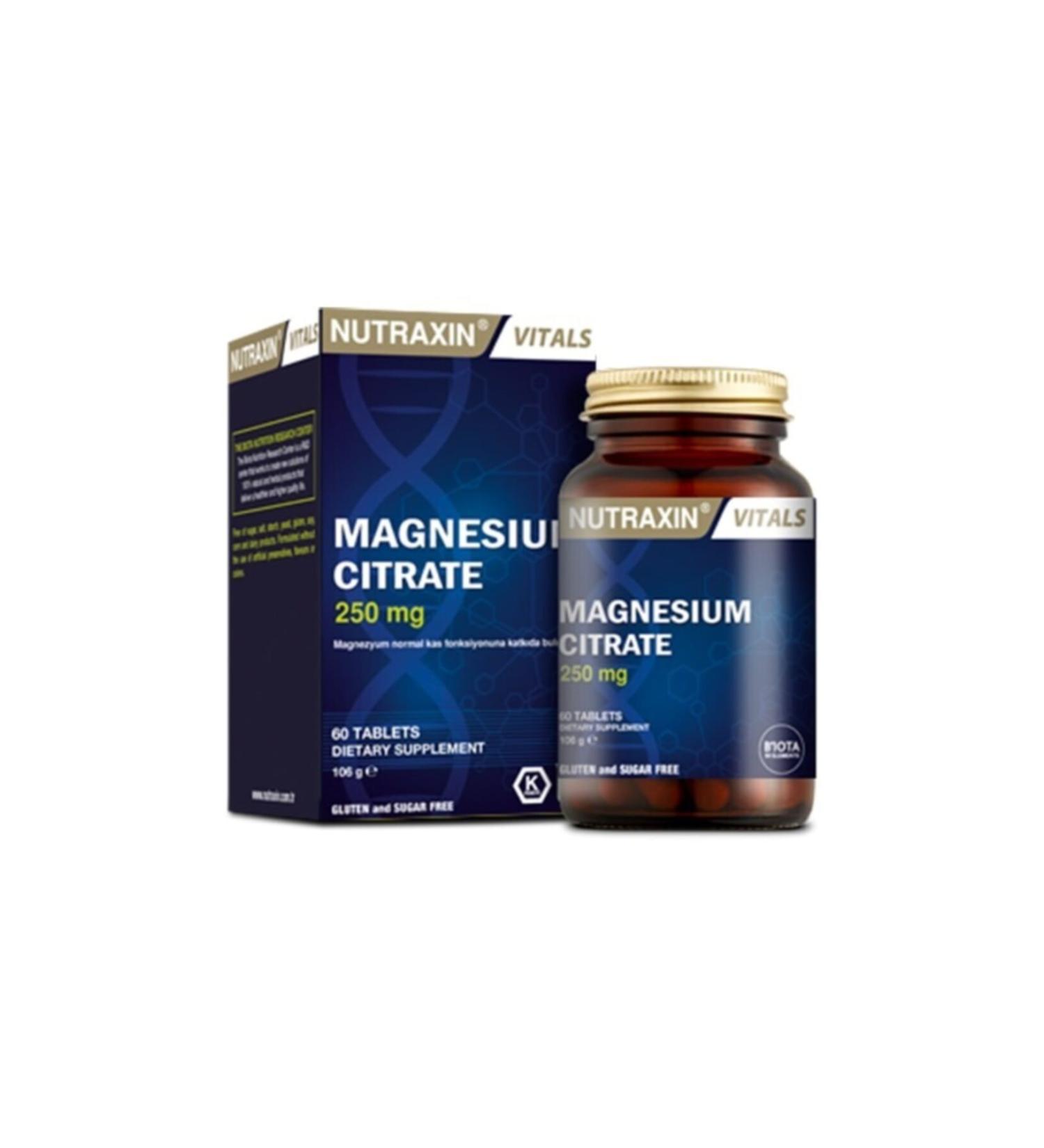 Nutraxin Vitals Magnesium Citrate 250 Mg 60 Tablets
