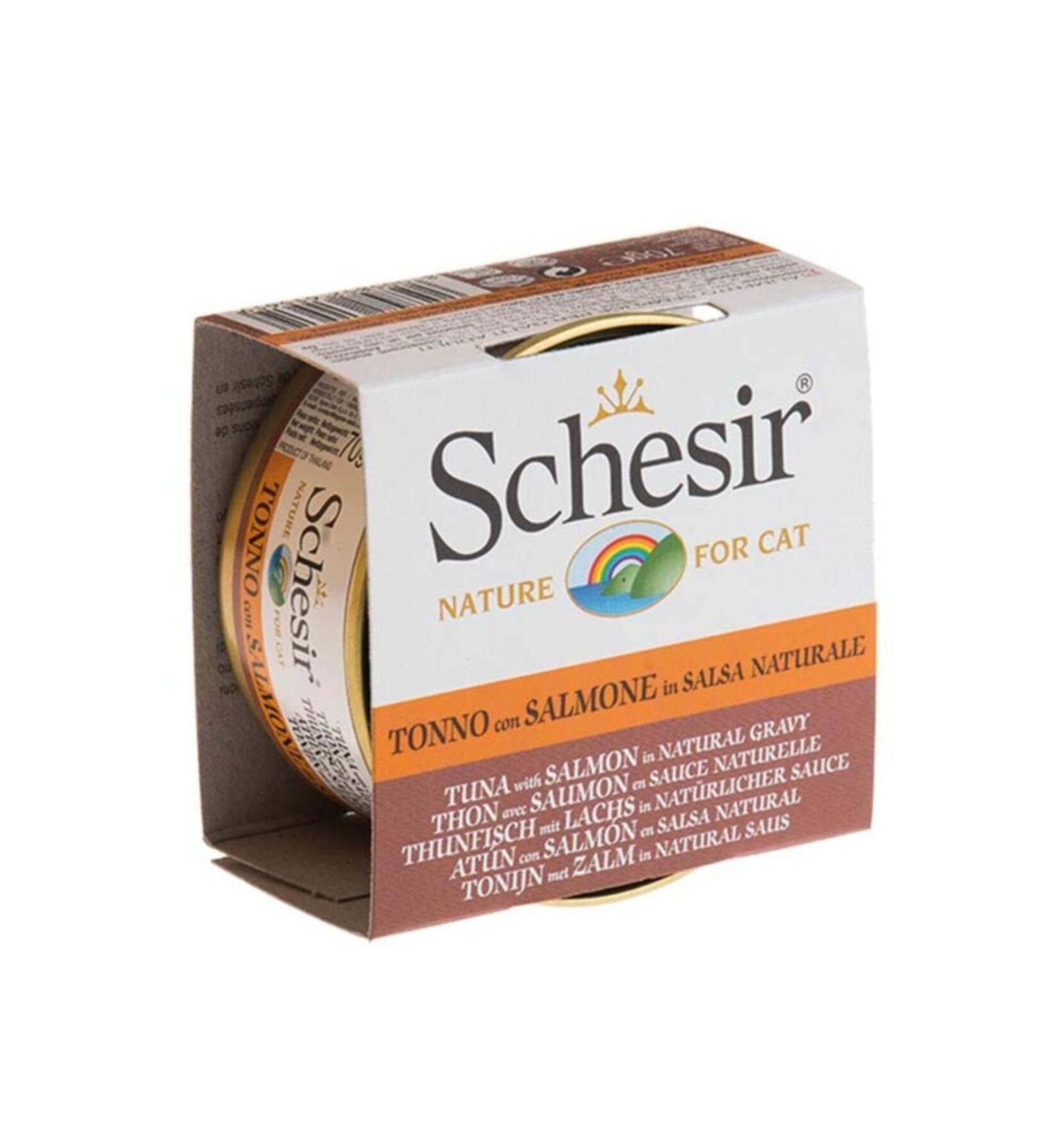 Tuna Salmon Cat Canned Food with Schesir Sauce 70 gr 6 pieces