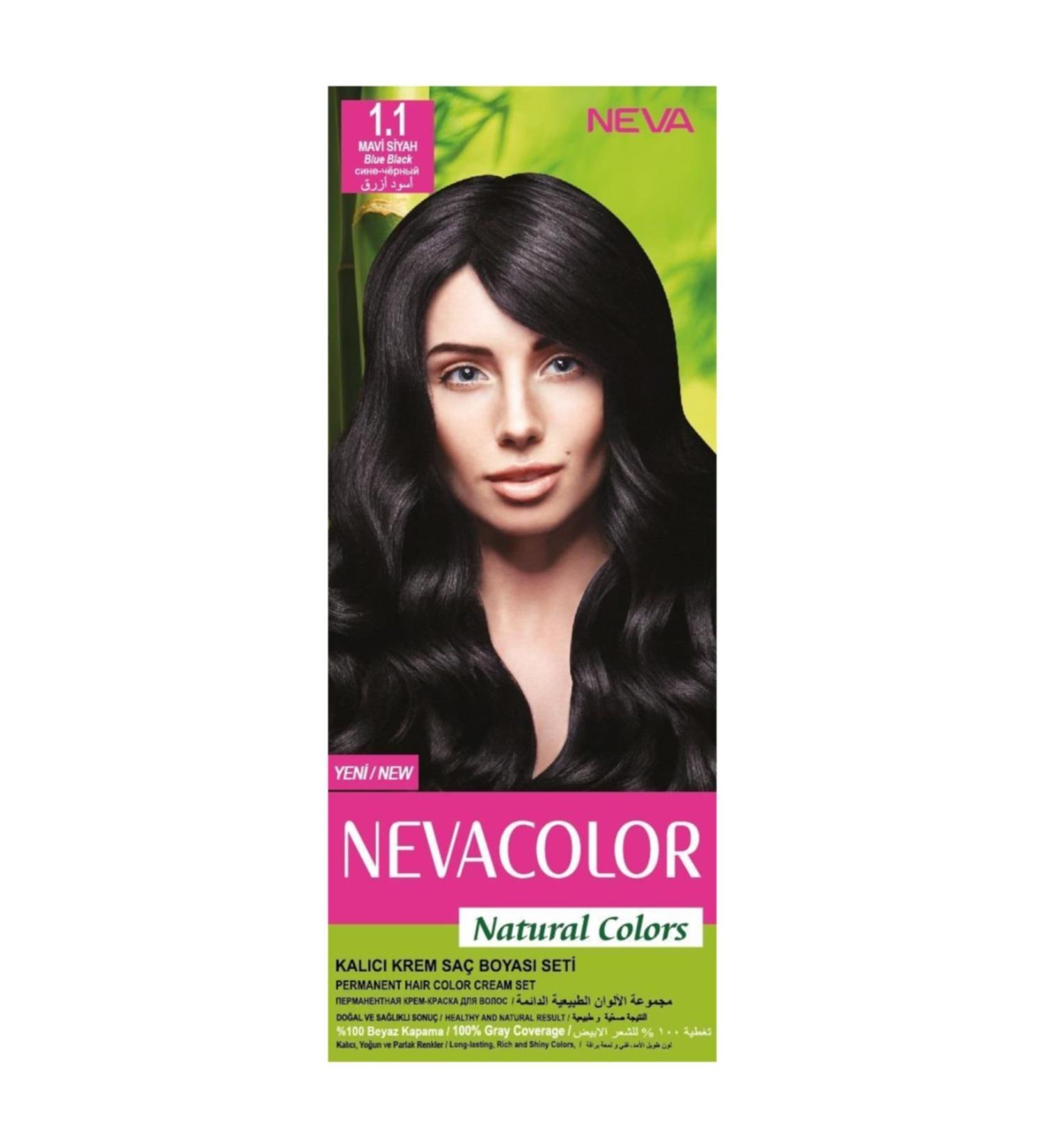 Neva Color Nevacolor Natural Colors Permanent Hair Dye Set 1.1 Blue Black