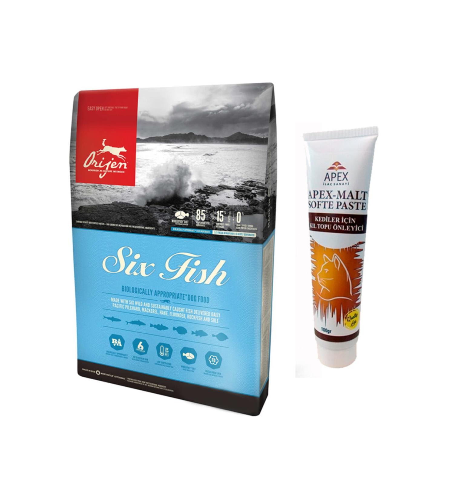 Orijen Six Fish Cat Food 1.8 kg + Apex Cat Malt 100 gr