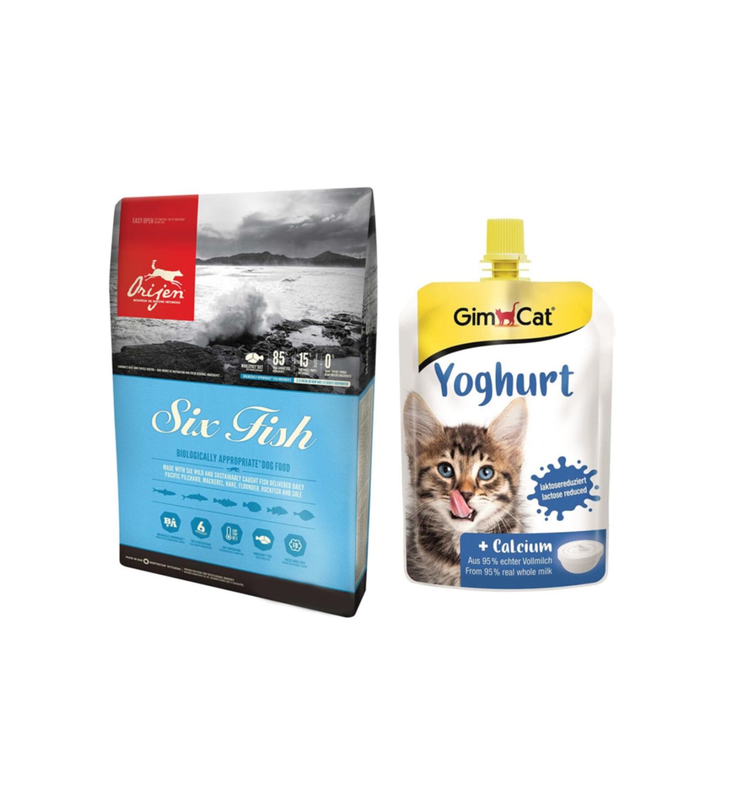 Orijen Six Fish Cat Food 1.8 kg + Gimcat Yogurt Cat Reward 150 gr