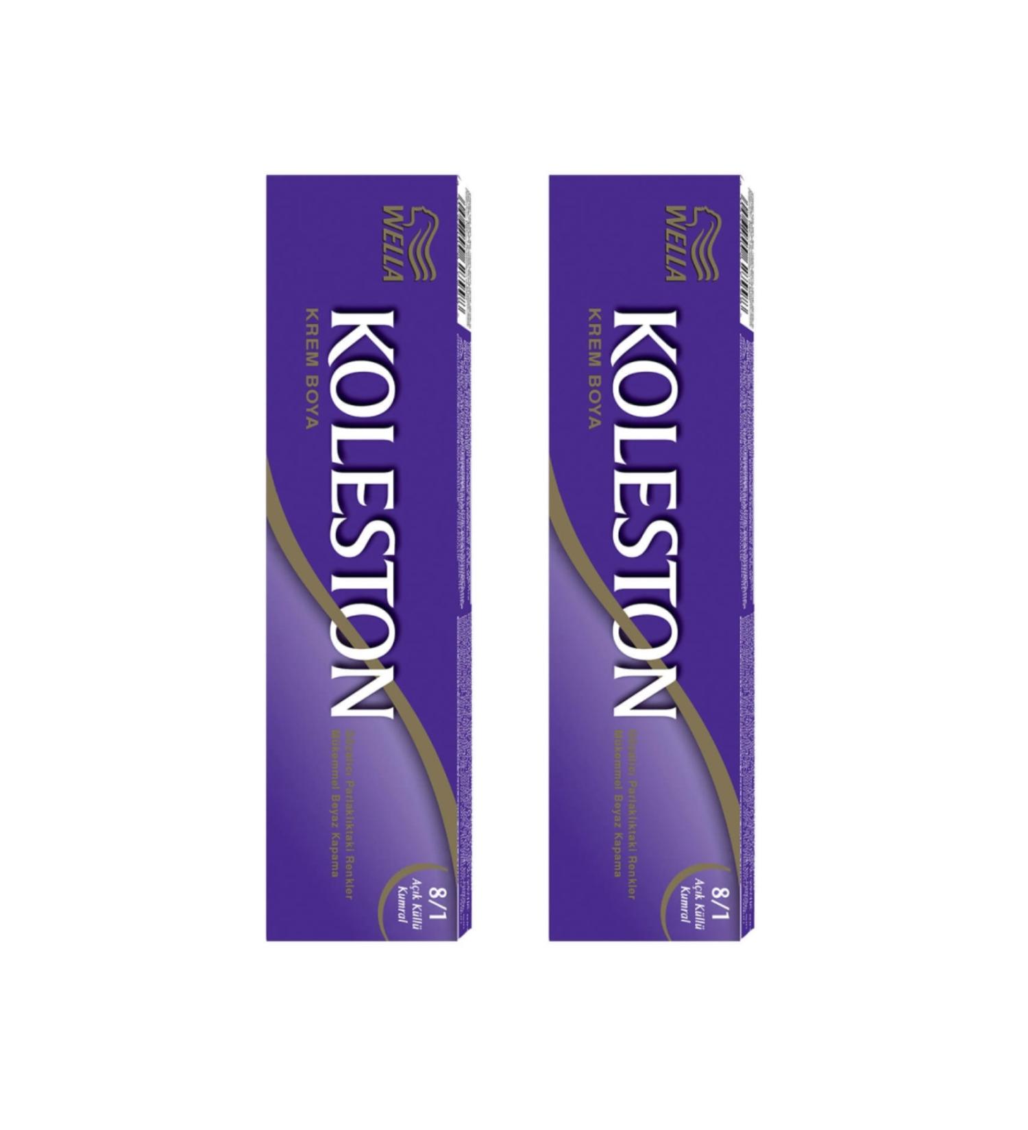 Wella Koleston Tube Ash Light Blonde 8/1 Hair Dye 2 Pack