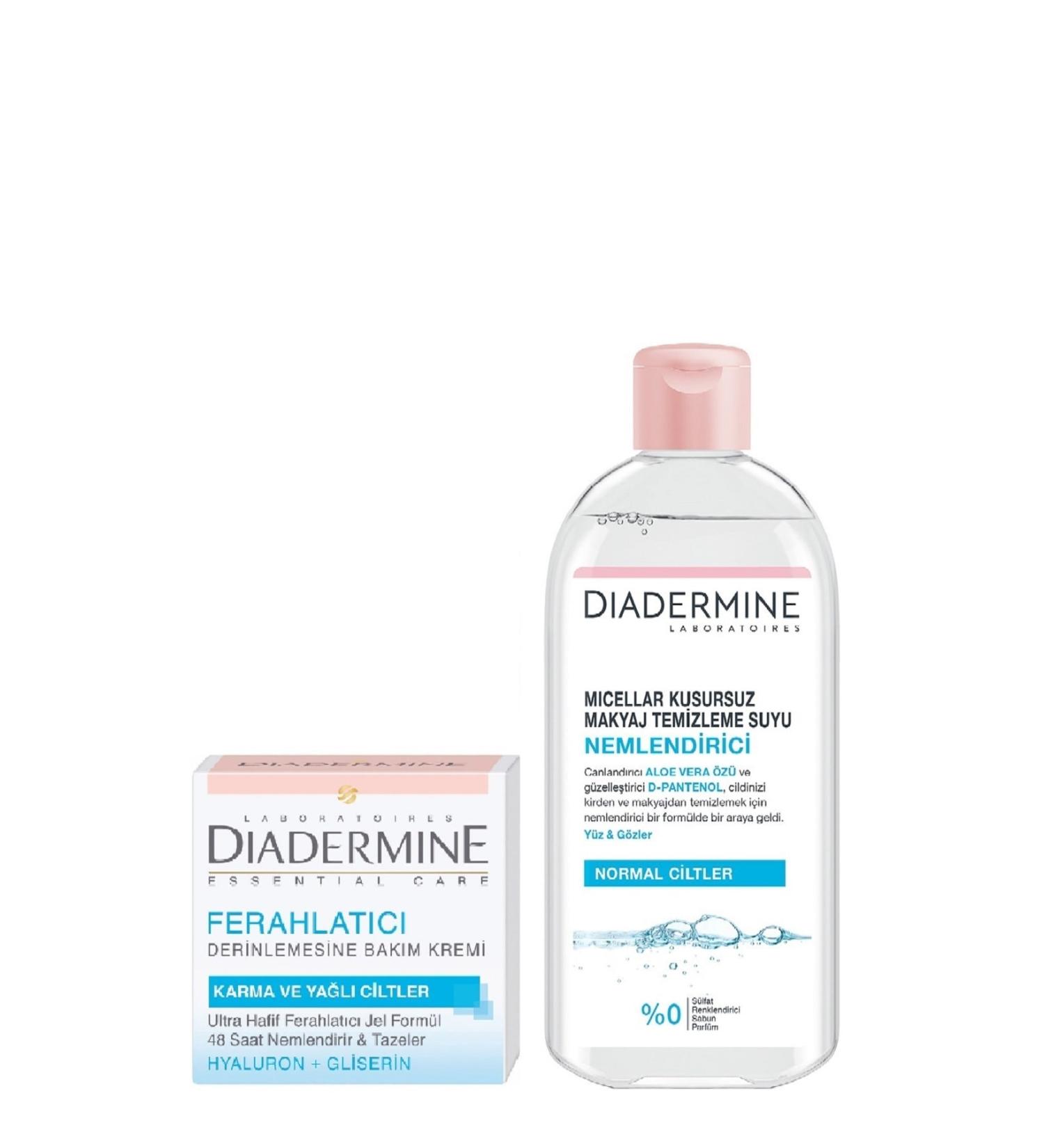 Diadermine Essential Care Refreshing Cream 50 ml + Micellar Moisturizing Make-Up Remover Water 400 ml