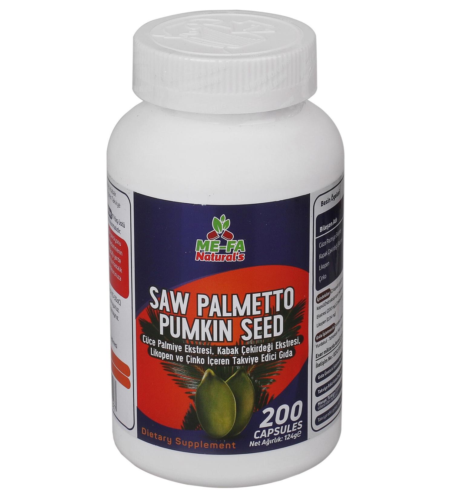 Mefa Naturals Saw Palmetto Pumkin Seed Complex 200 Capsules
