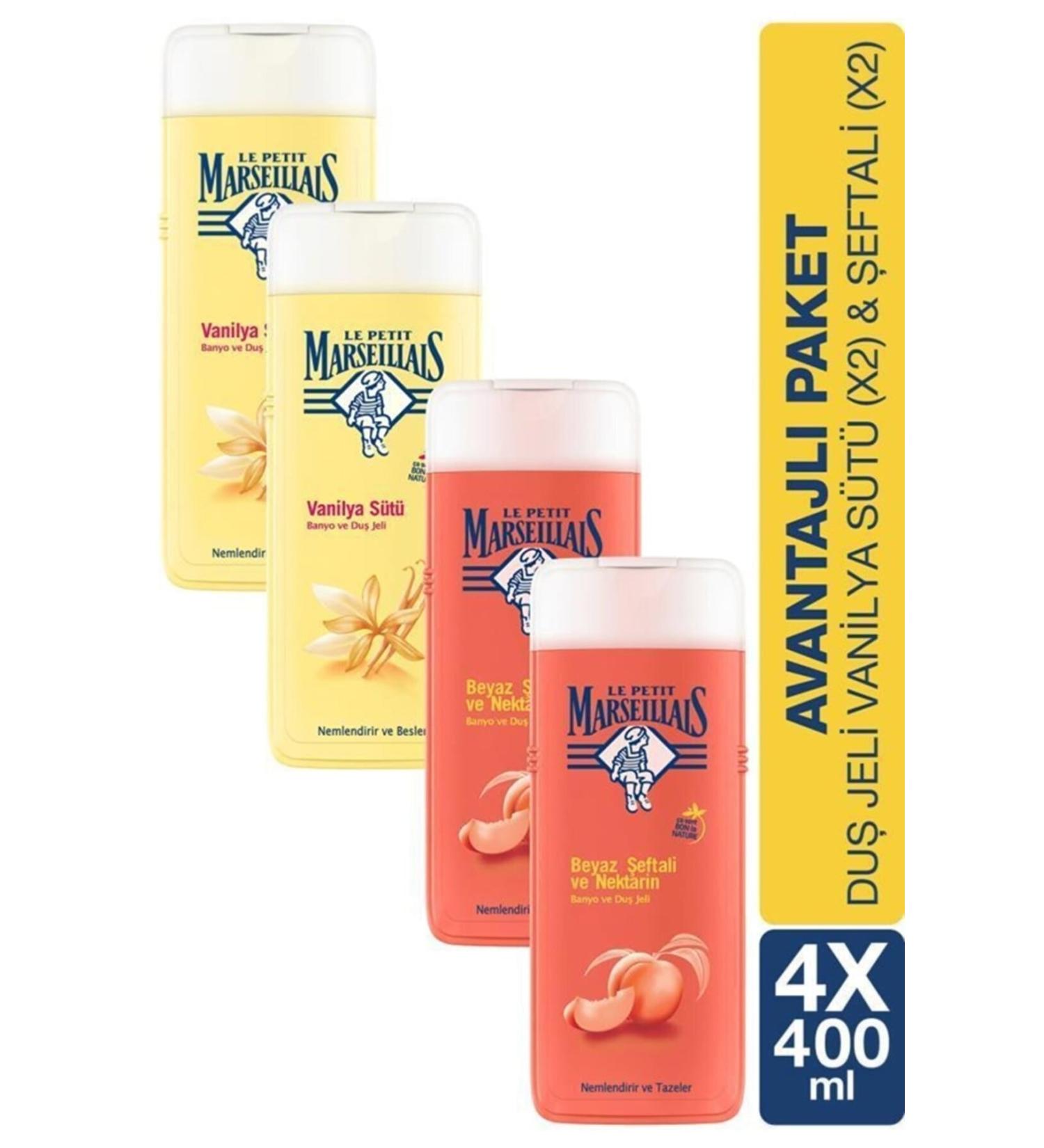 Le Petit Marseillais Vanilla Milk & White Peach Nectarine Bath & Shower Gel Moisturizing Body Shampoo