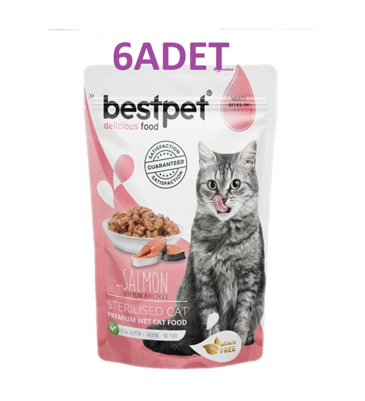 Bestpet Sterilized Jelly Pouch Salmon 85 gr 6 Pieces