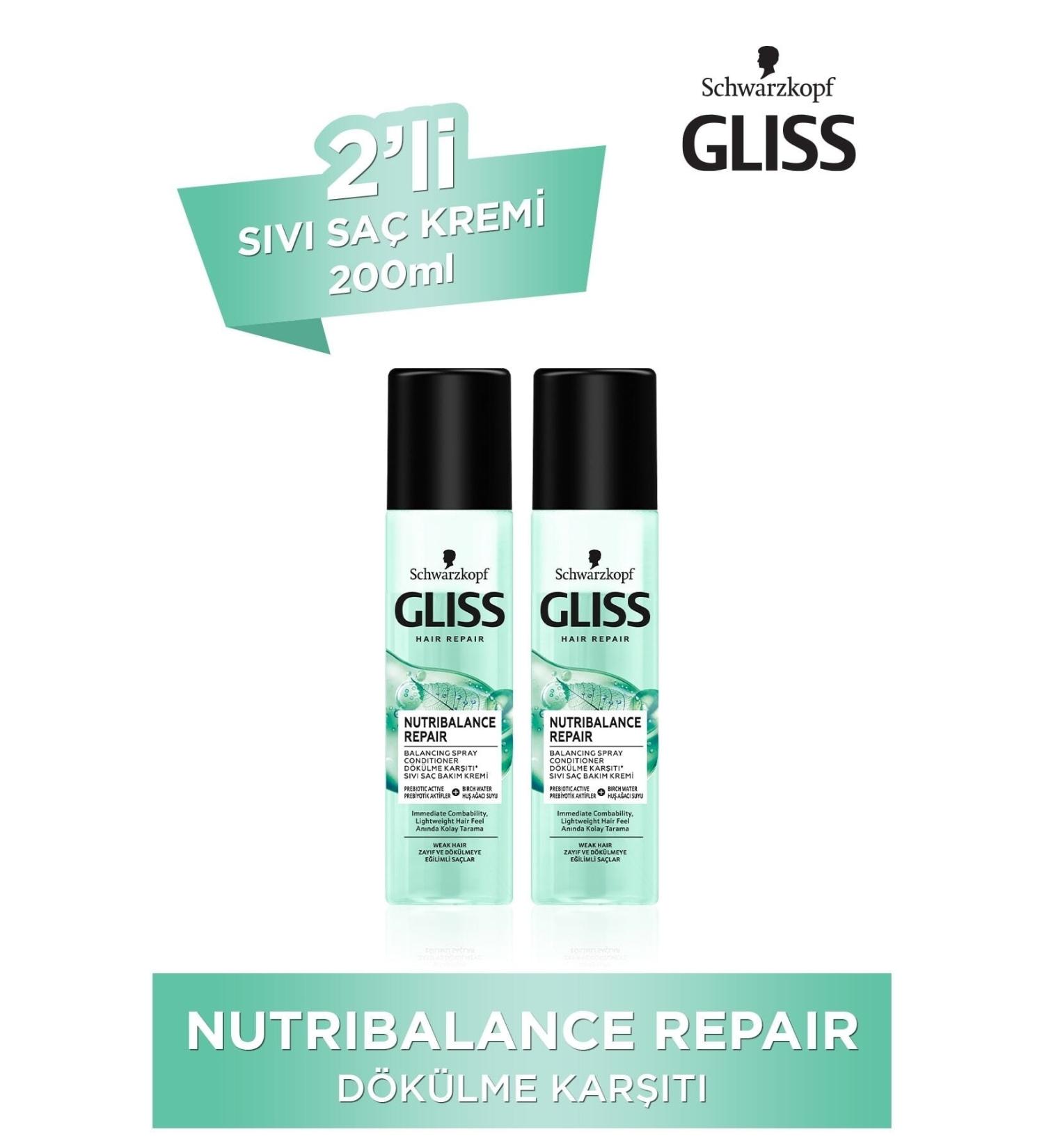 Gliss Nutribalance Repair Anti-Loss Leave-In Liquid Hair Conditioner 200 Ml Pack of 2