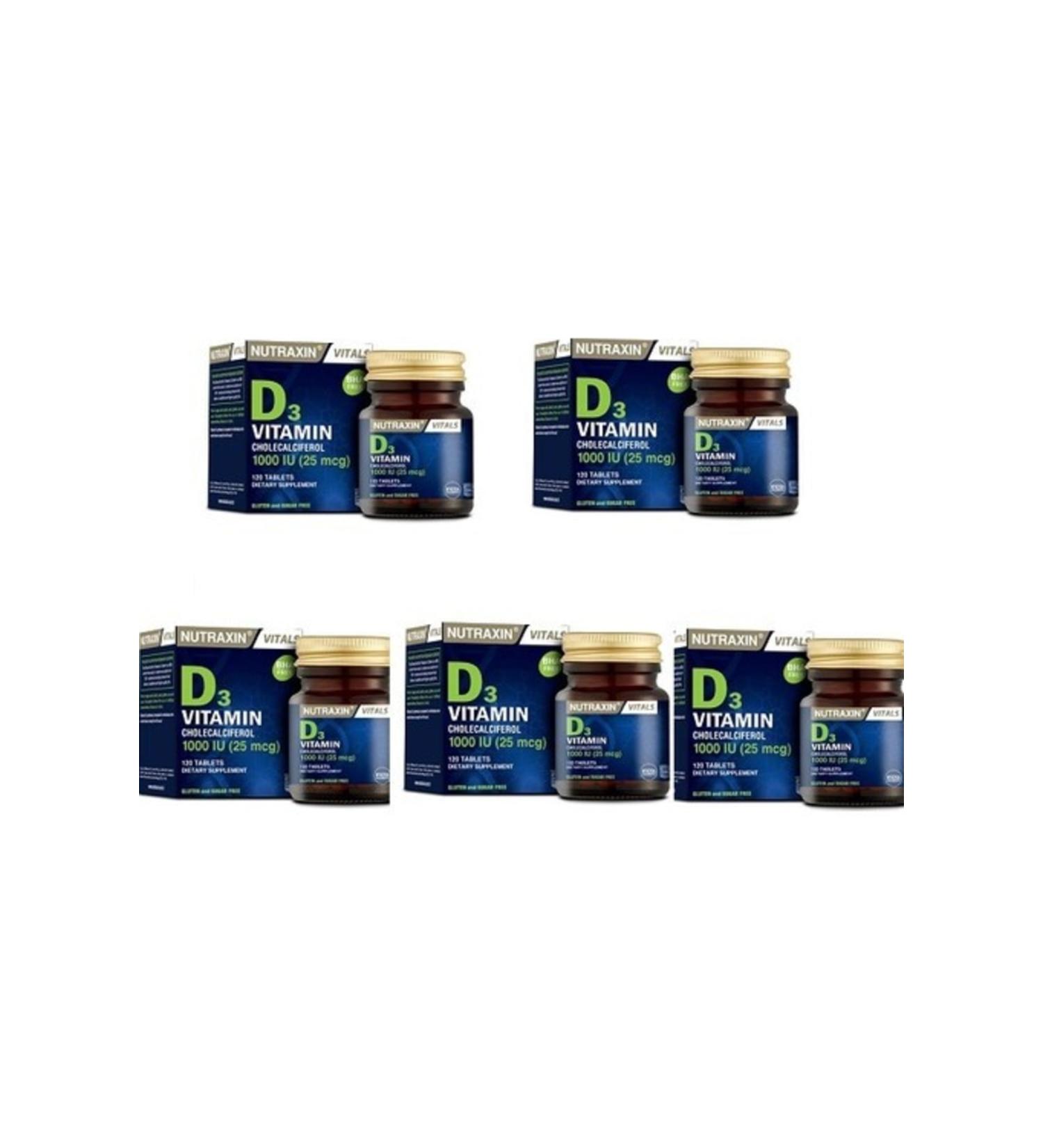 Nutraxin D3 Vitamin 1000iu 120 Tablets*5