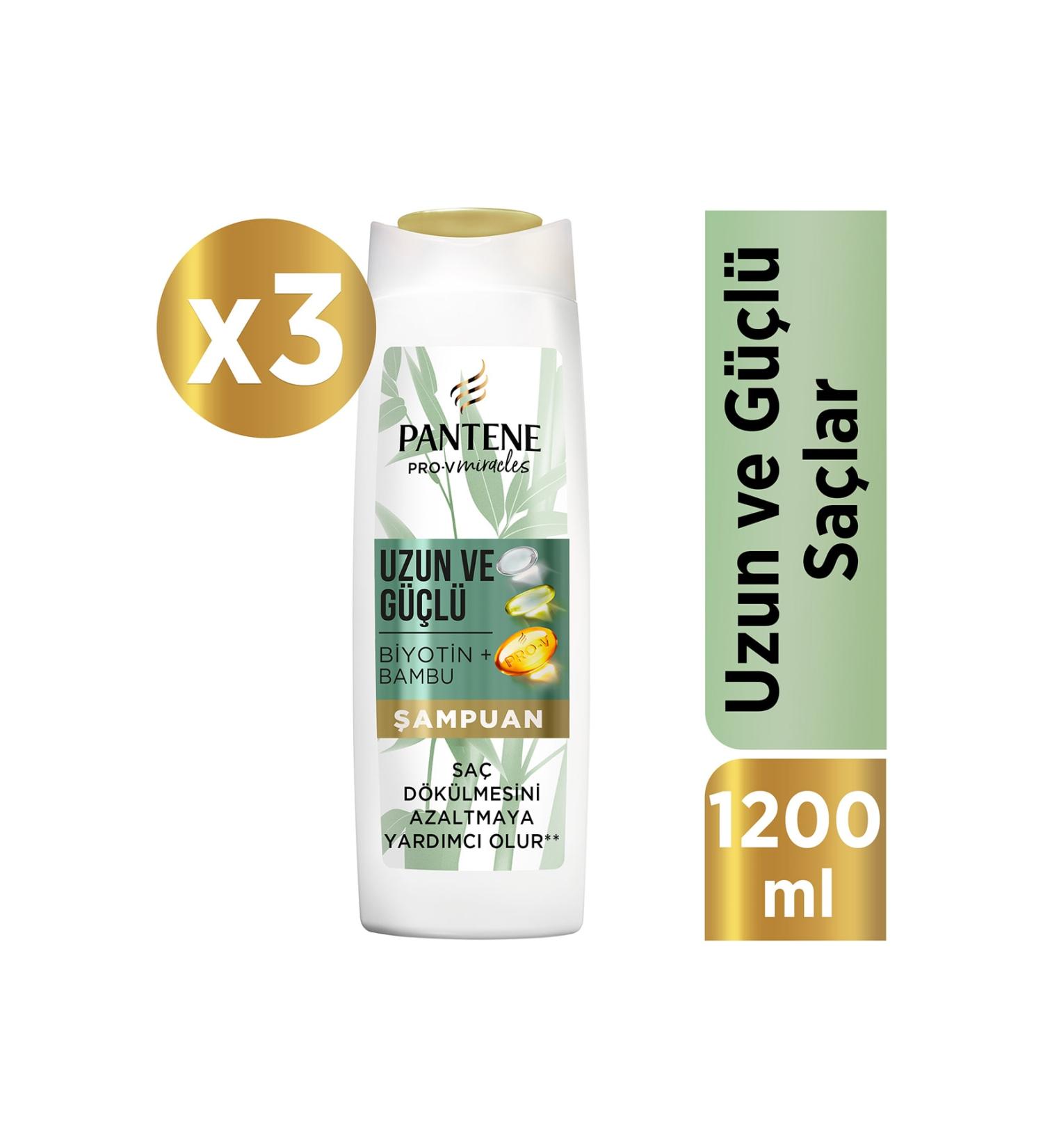Pantene Long and Strong Shampoo Bamboo and Biotin 400 ml x 3 pcs - Buy Online on GoSupps.com