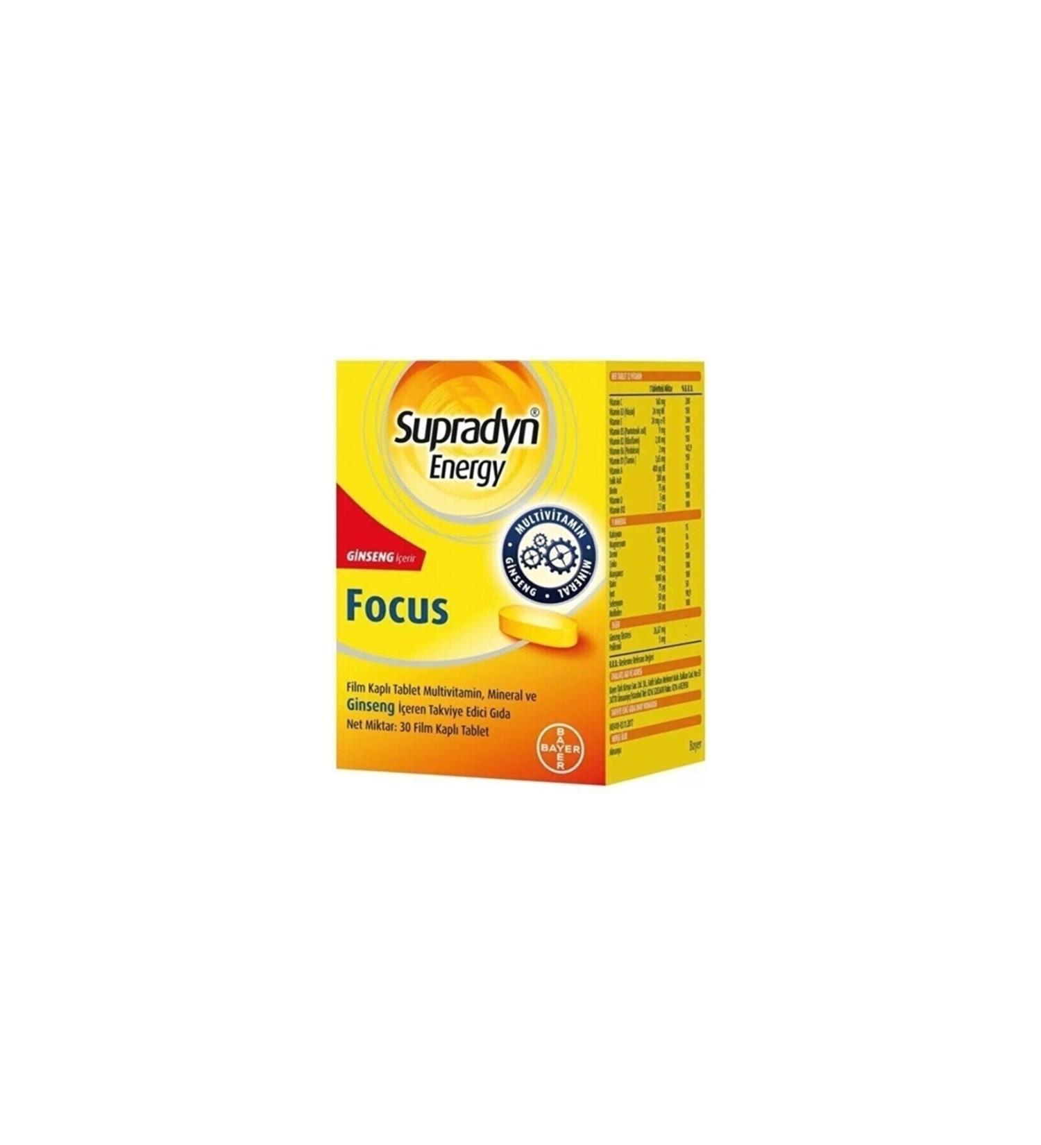 Supradyn Energy Focus Ginseng Containing Supplement Food 30 Film Tablets Tyc00399204914