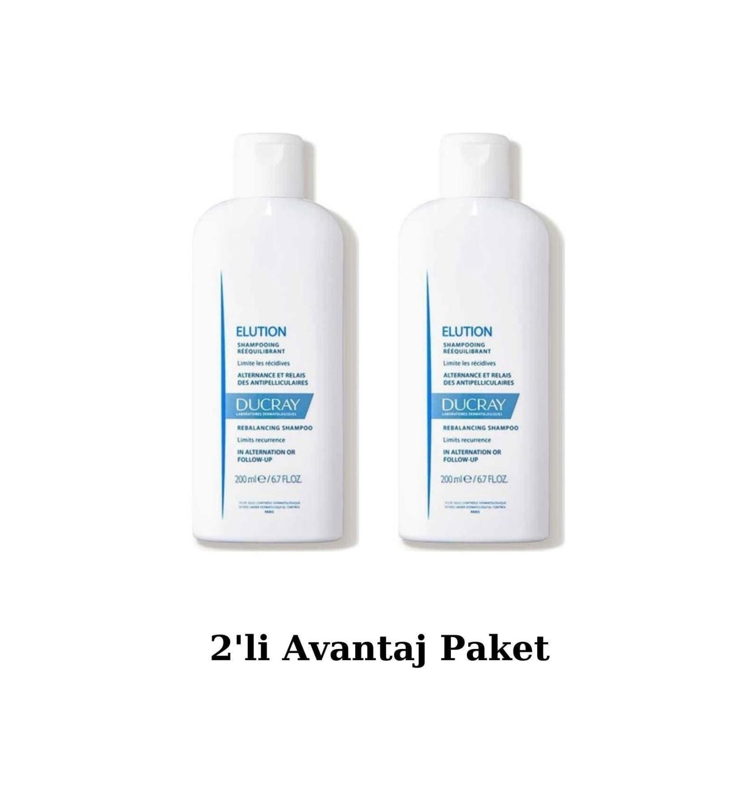 Ducray Elution Shampoo 200 ml - Complementary Daily Shampoo for Dandruff Care 2-Pack Advantage Package