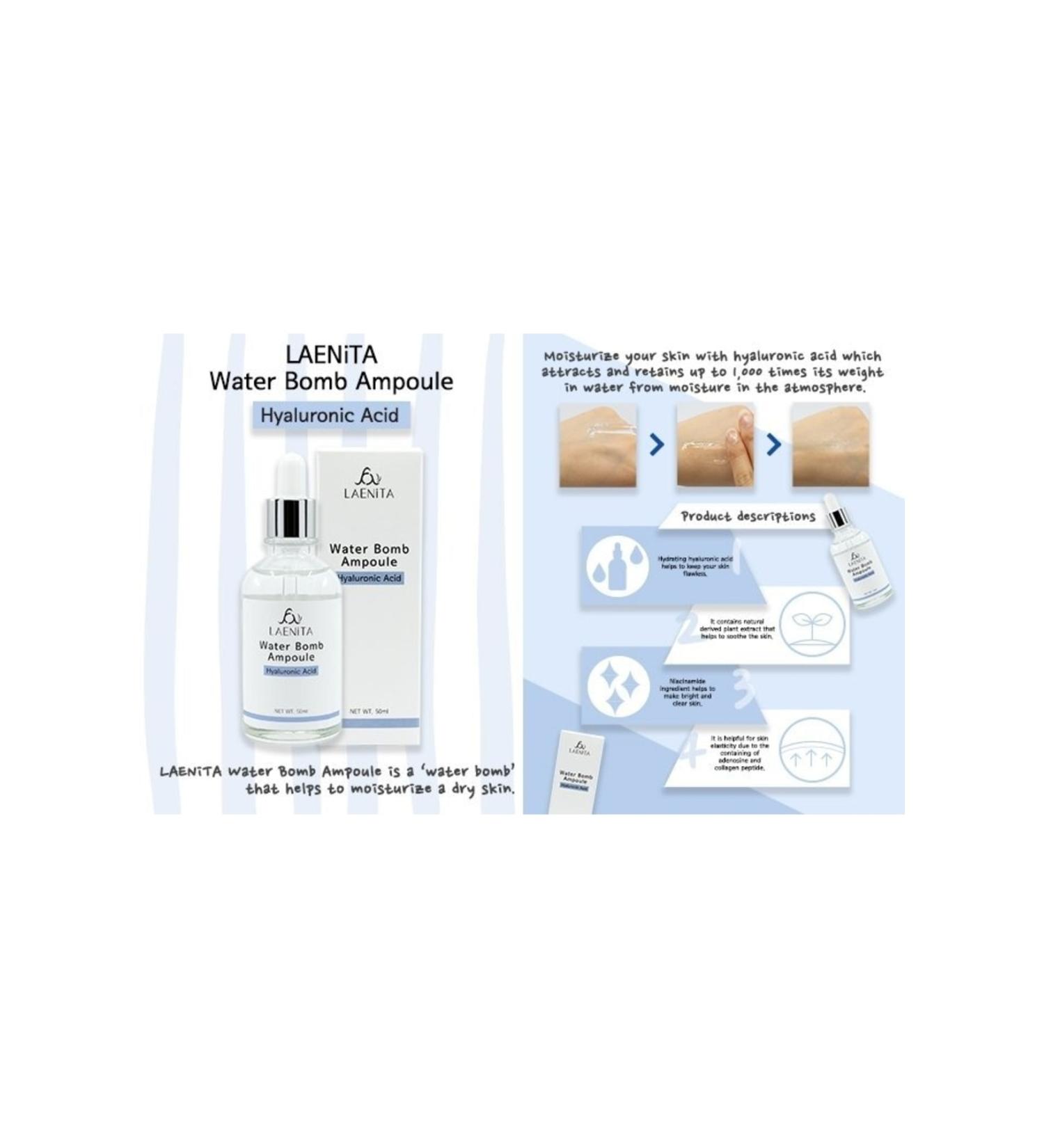 Dragon Laenita Water Bomb Ampoule Hyaluronic Acid 50ml Skin Moisturizing Solution