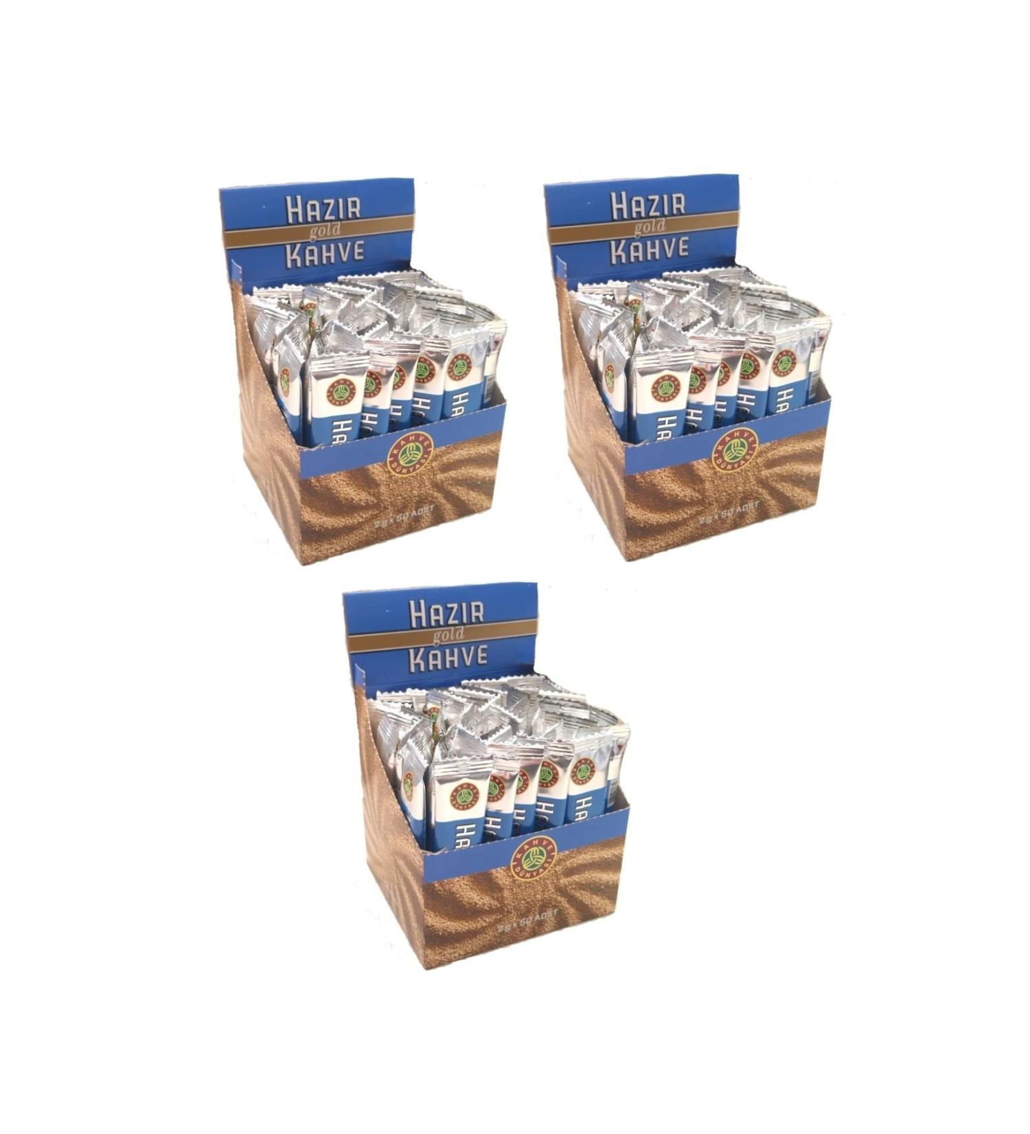 Coffee World Disposable Instant Coffee Gold 2 Gr 50 x 3 Pieces