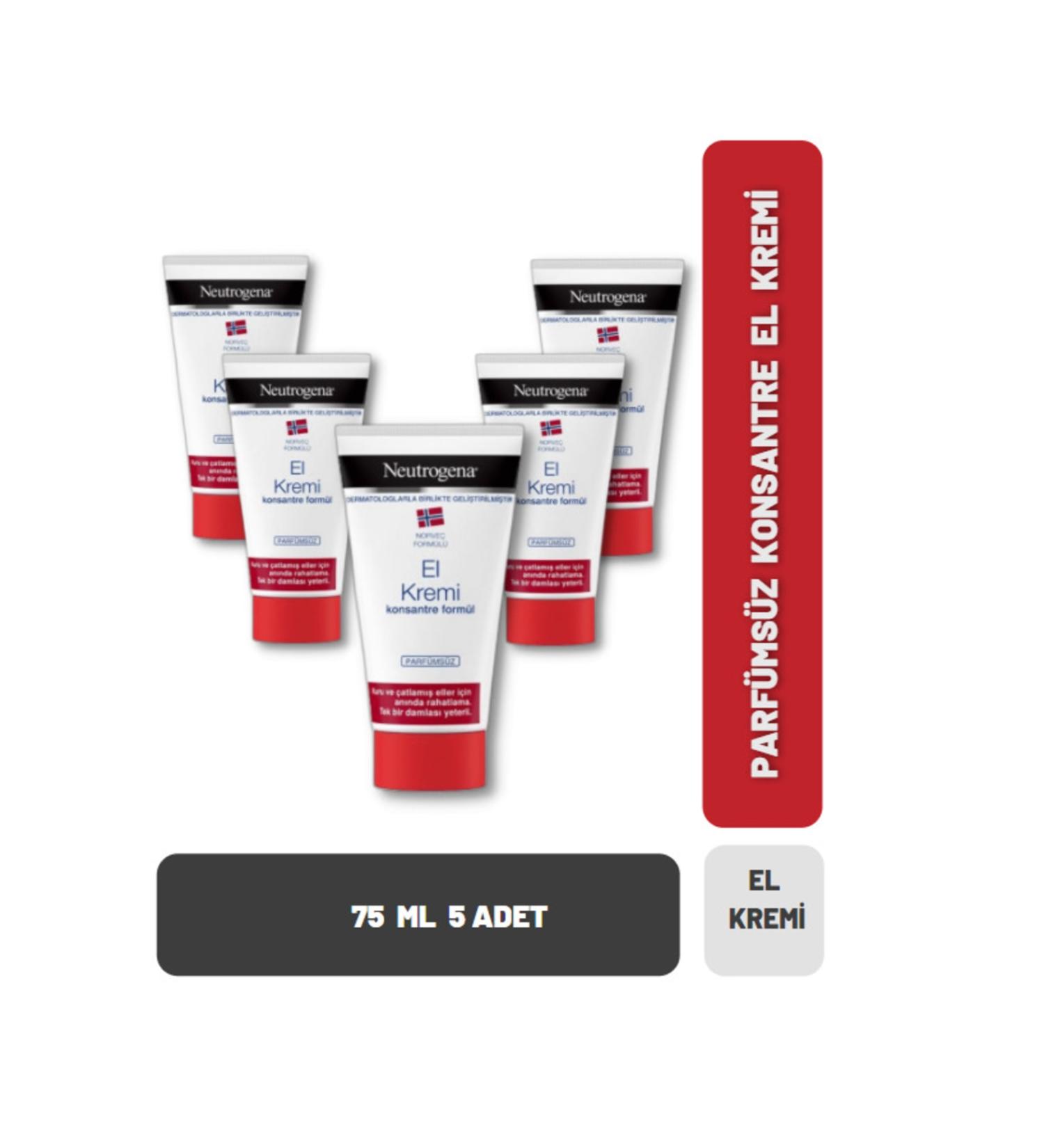 Neutrogena Concentrated Unscented Hand Cream 75 Ml 5 Pieces