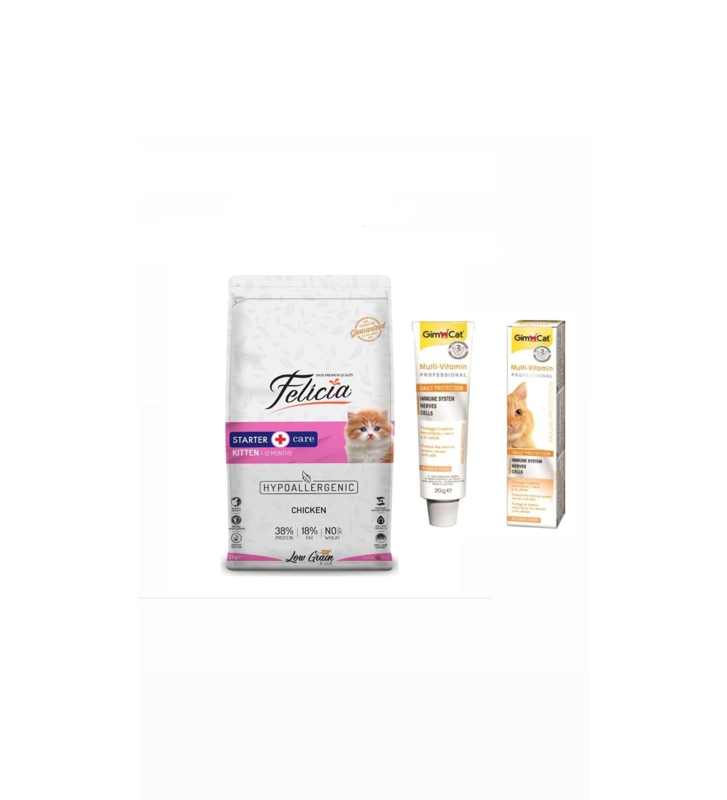 Felicia Chicken Anchovy Kitten Food 12 Kg + Gimcat Multi Vitamin 20 Gr