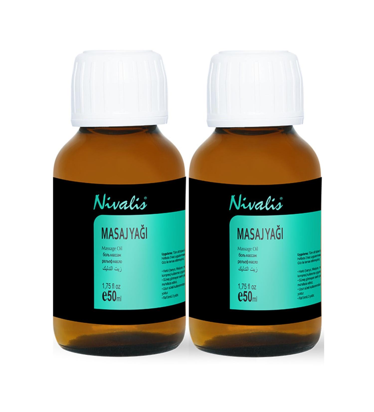 Nivalis 2-Piece Body Massage Oil Relaxes and Soothes Muscles Gives a Feeling of Relaxation 50 Ml